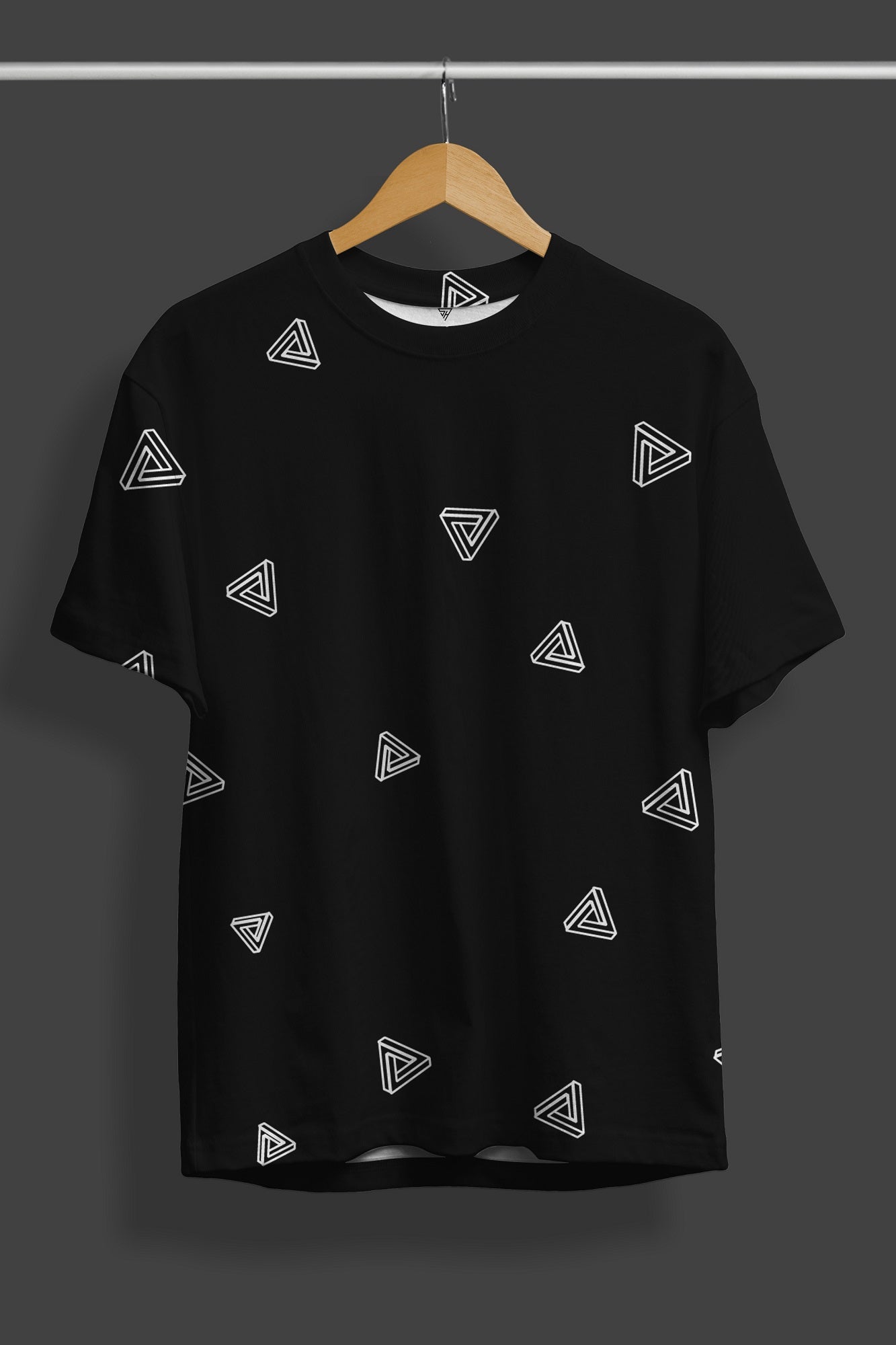 Triangle Full Black Printed T-Shirt