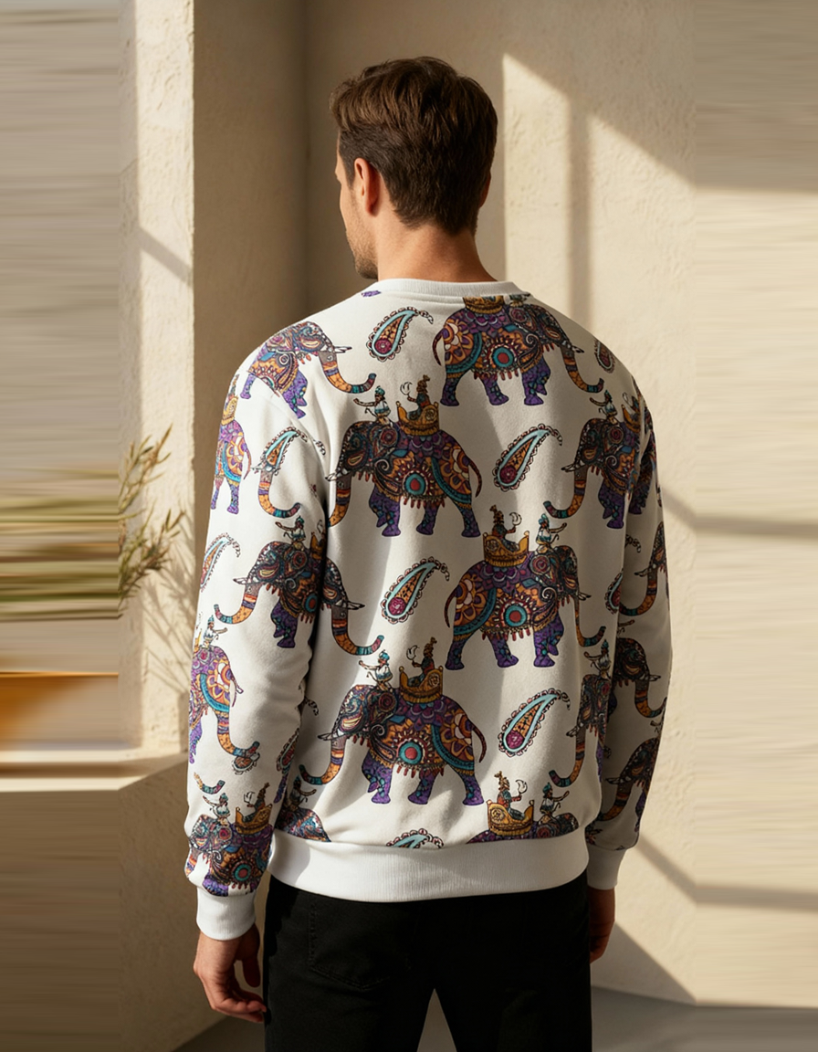 Colorful Elephant Printed Sweatshirt