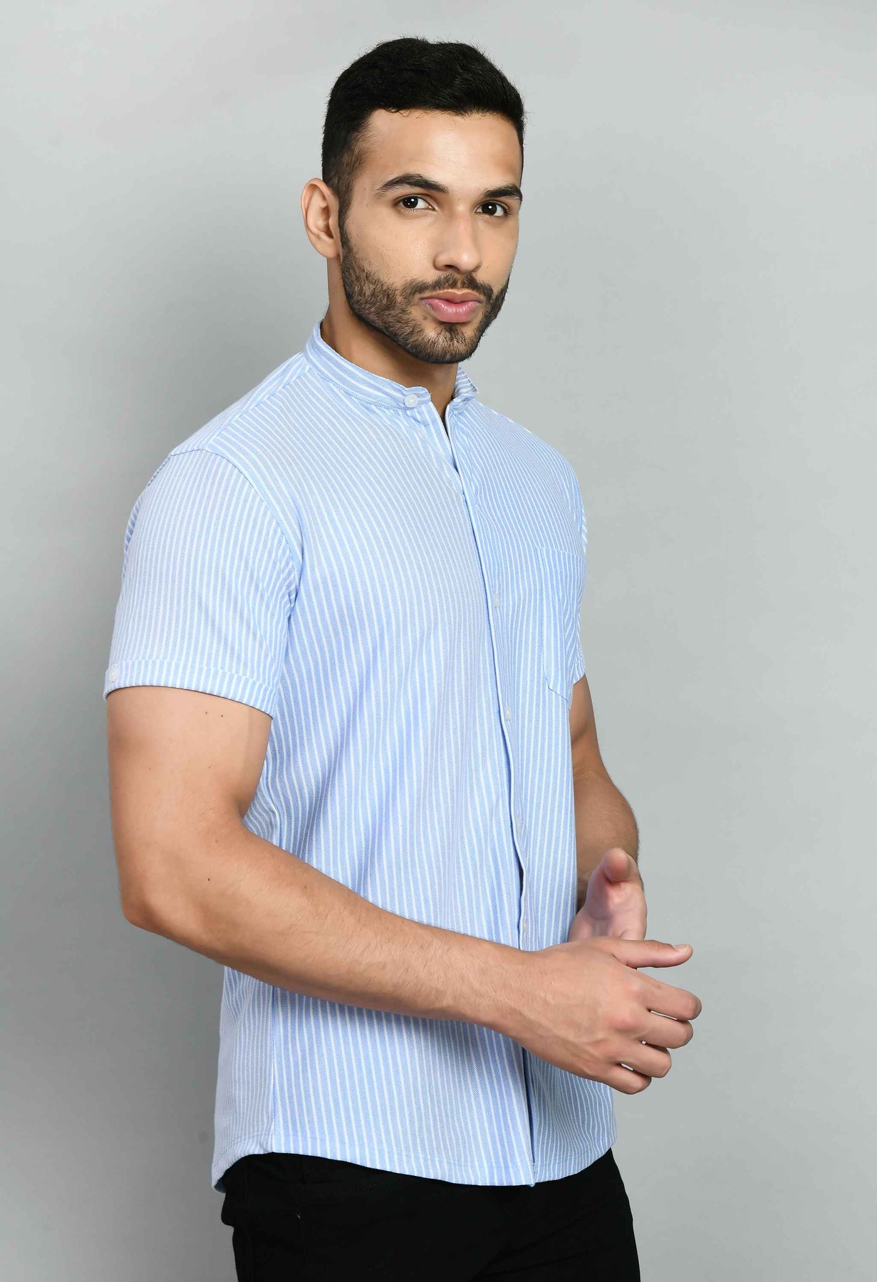 White Blue Interlock Smart Fit Shirt – SQUIREHOOD