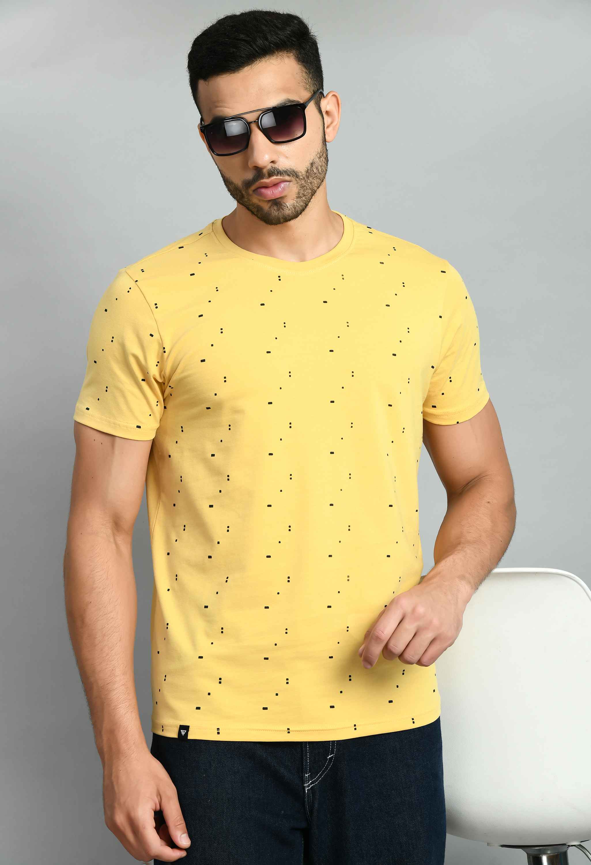 Yellow Graphic Printed Smart Fit T-Shirt - SQUIREHOOD