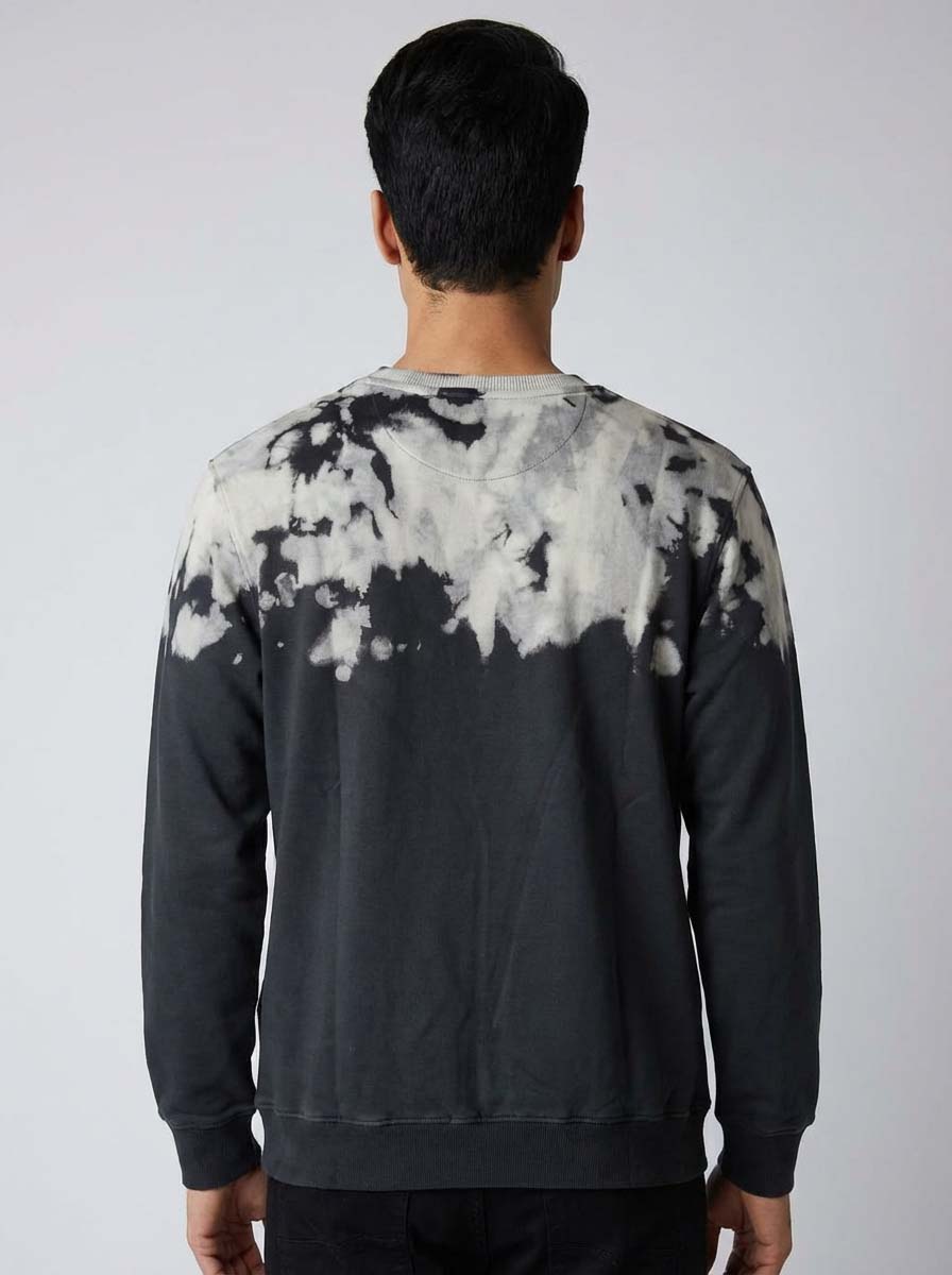 Black Grey Tie-Dye Cotton Sweatshirt- #519