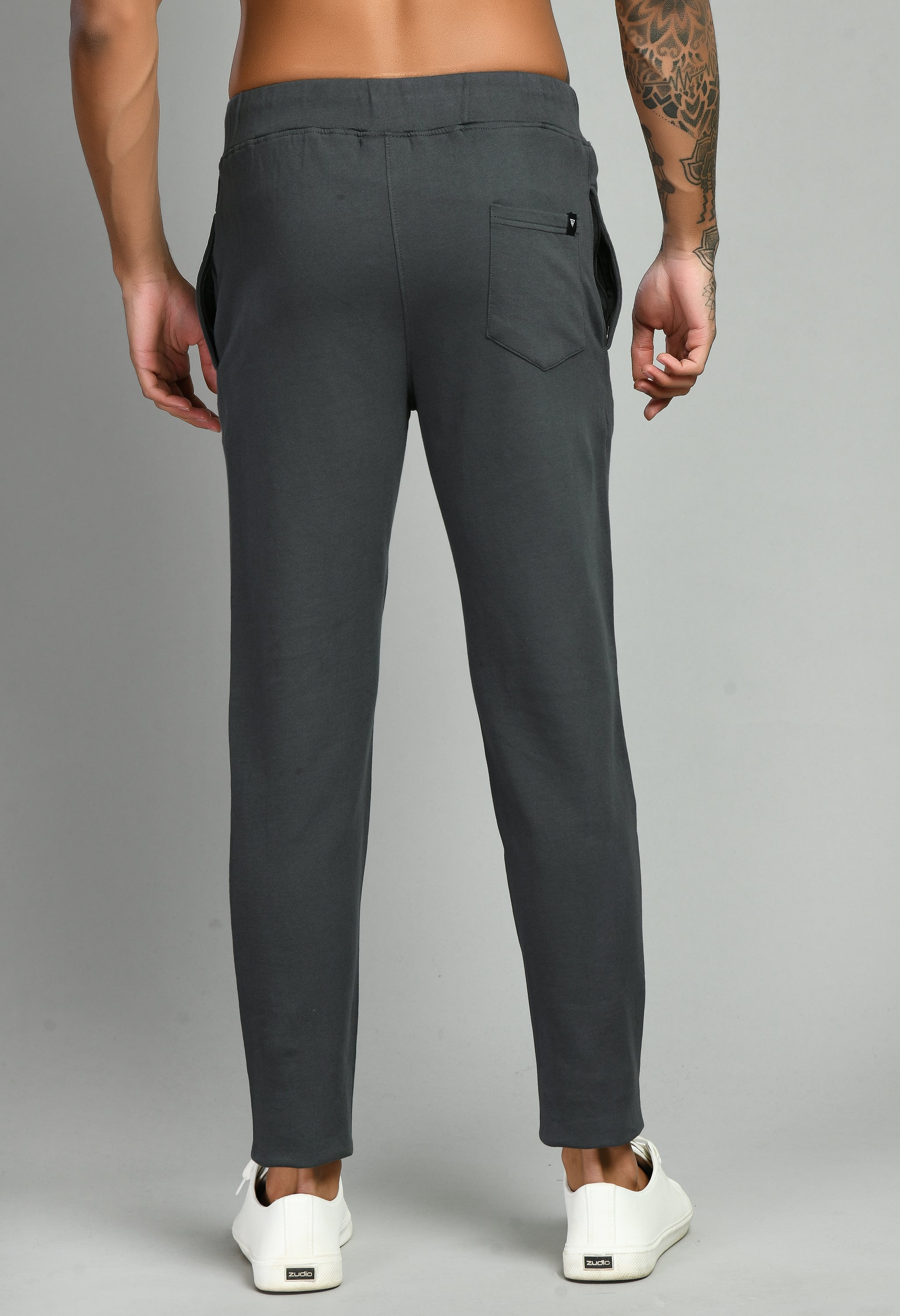 Men's Dark Grey Plain Casual Trouser by Squirehood