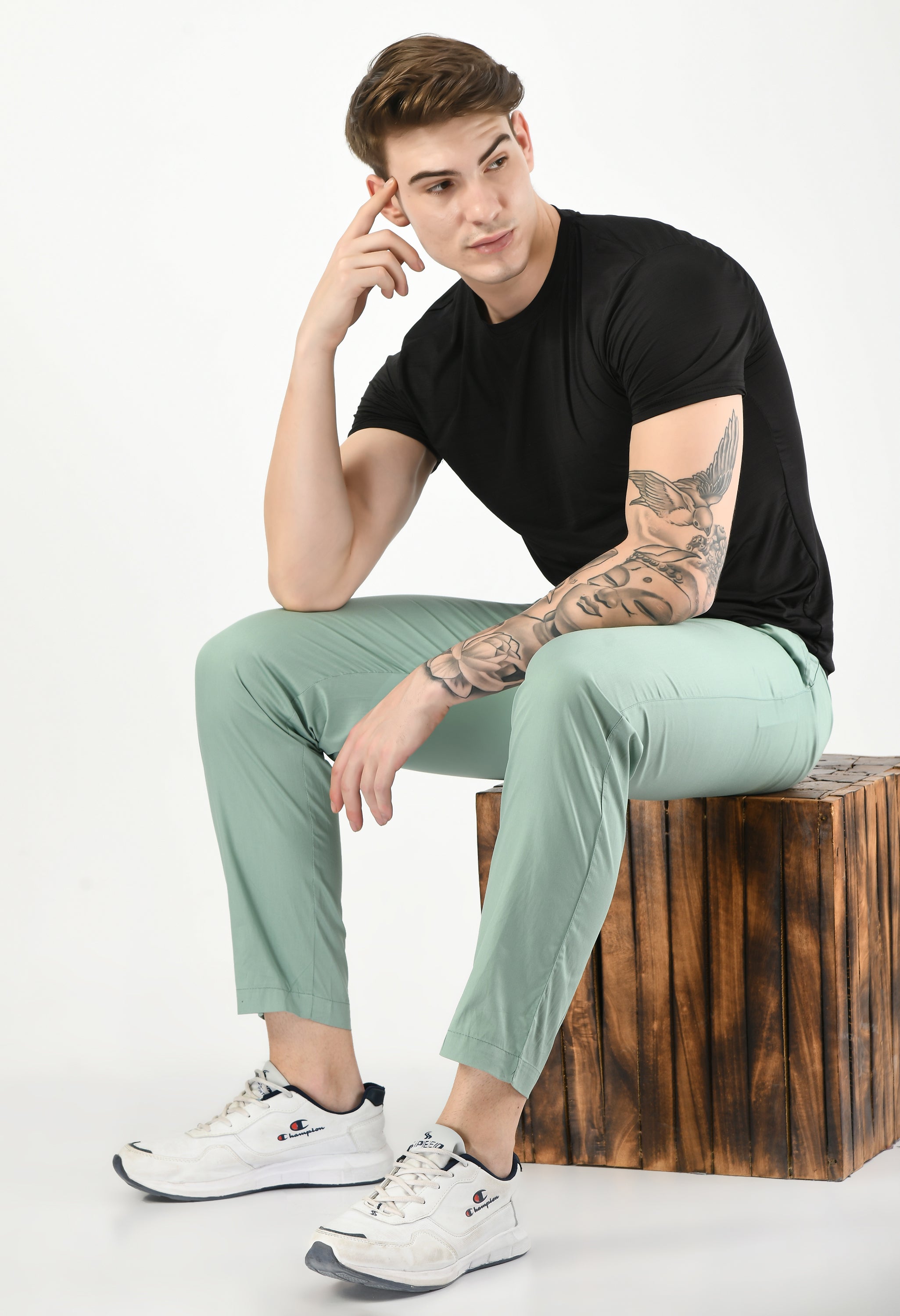 Solid Cotton Twill Relaxed Fit Men's Trousers - SQUIREHOOD