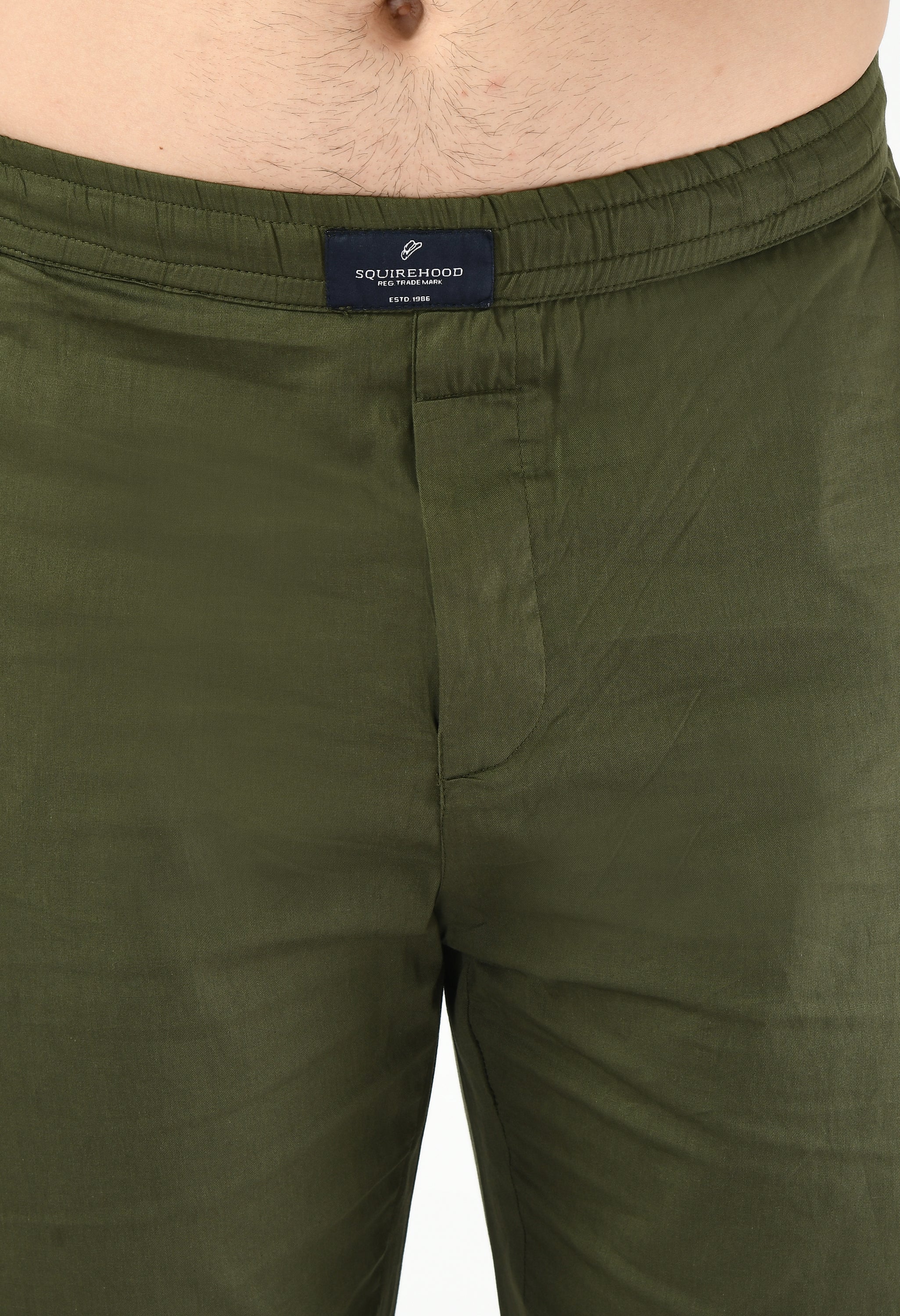 Olive Solid Cotton Twill Men's Trouser