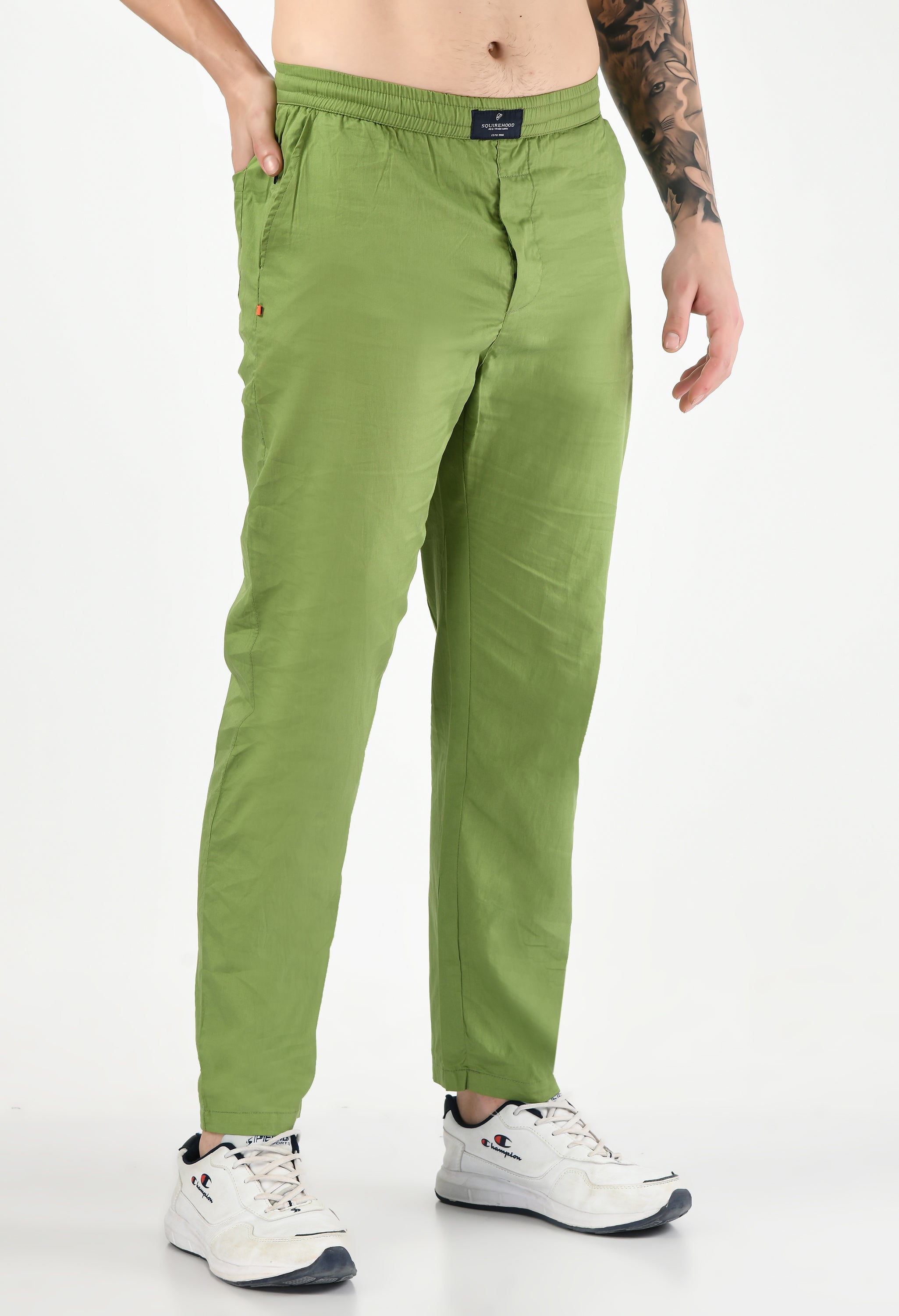Solid Cotton Twill Relaxed Fit Men's Trousers