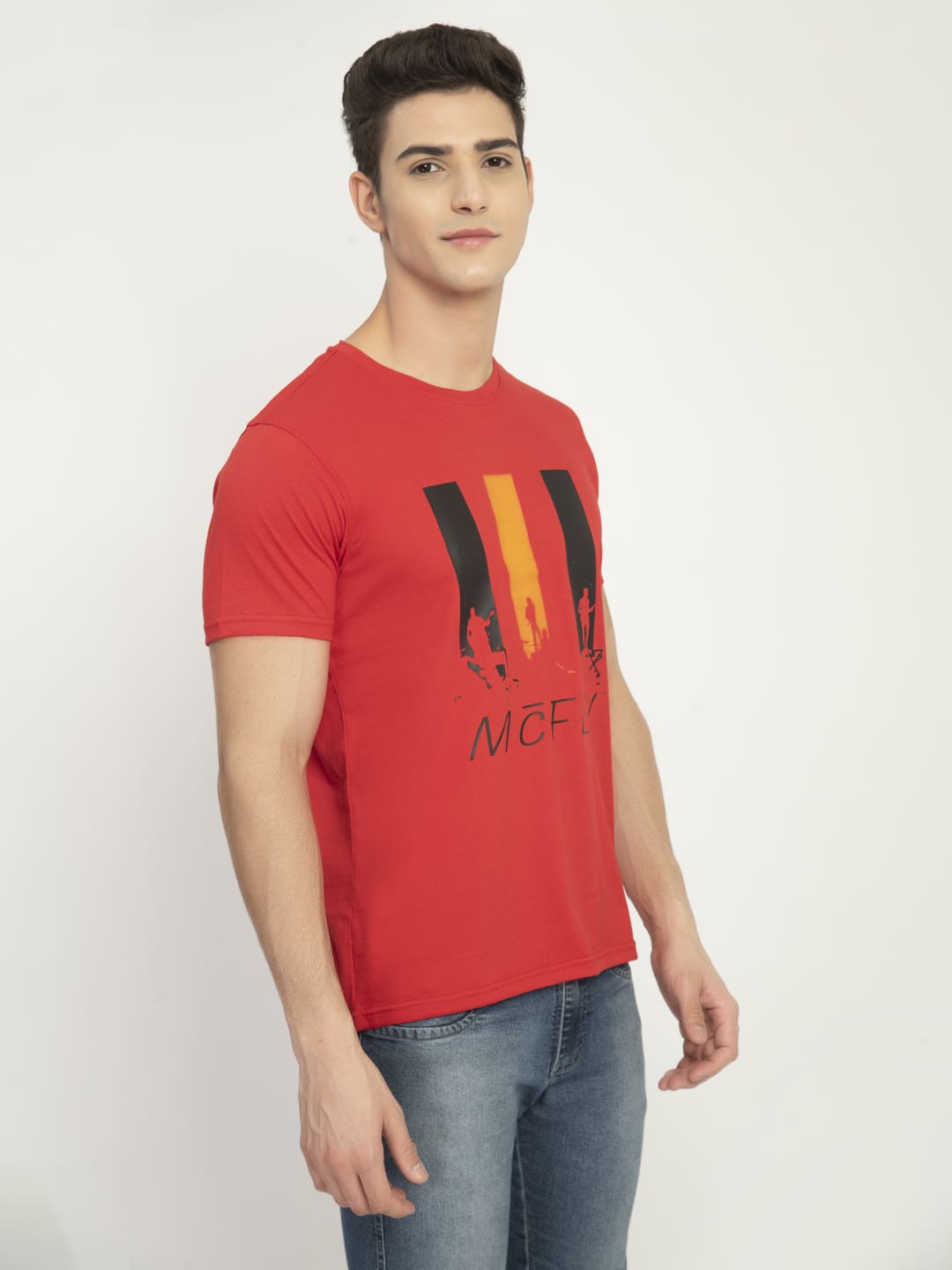 Men’s Printed Round Regular Fit T-Shirt - Red