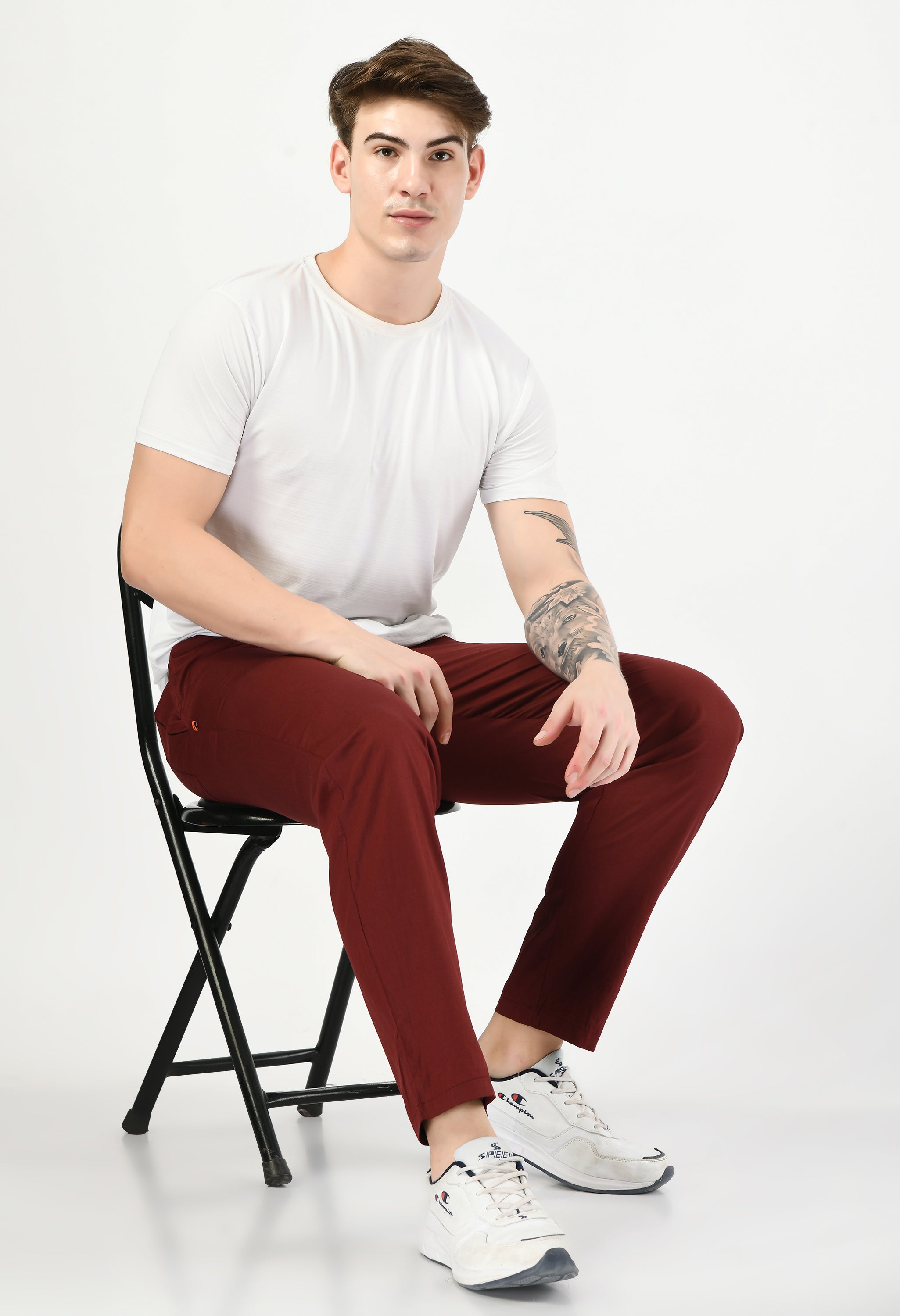 Solid Cotton Twill Relaxed Fit Men's Trouser - Marron - SQUIREHOOD