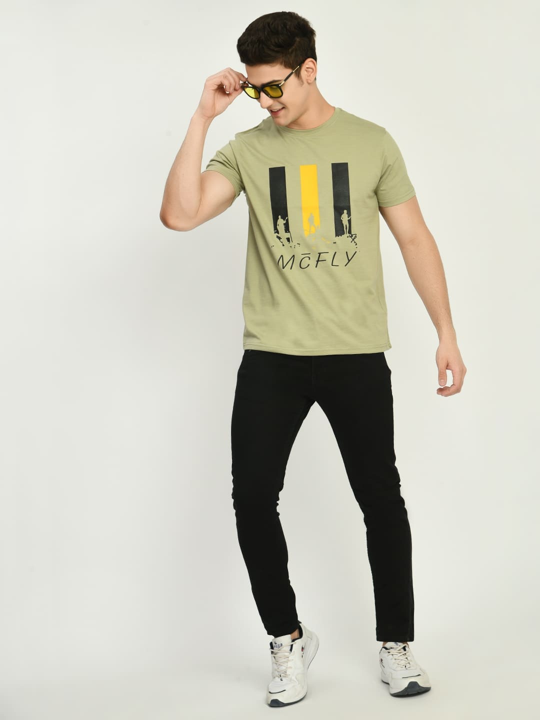 Men’s Printed Round Regular Fit T-Shirt - M. Green