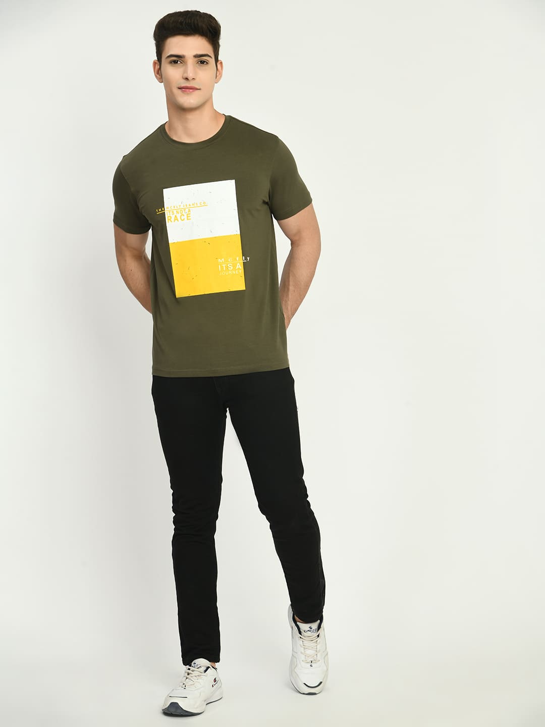 Men’s Printed Round Regular Fit T-Shirt - Olive - SQUIREHOOD