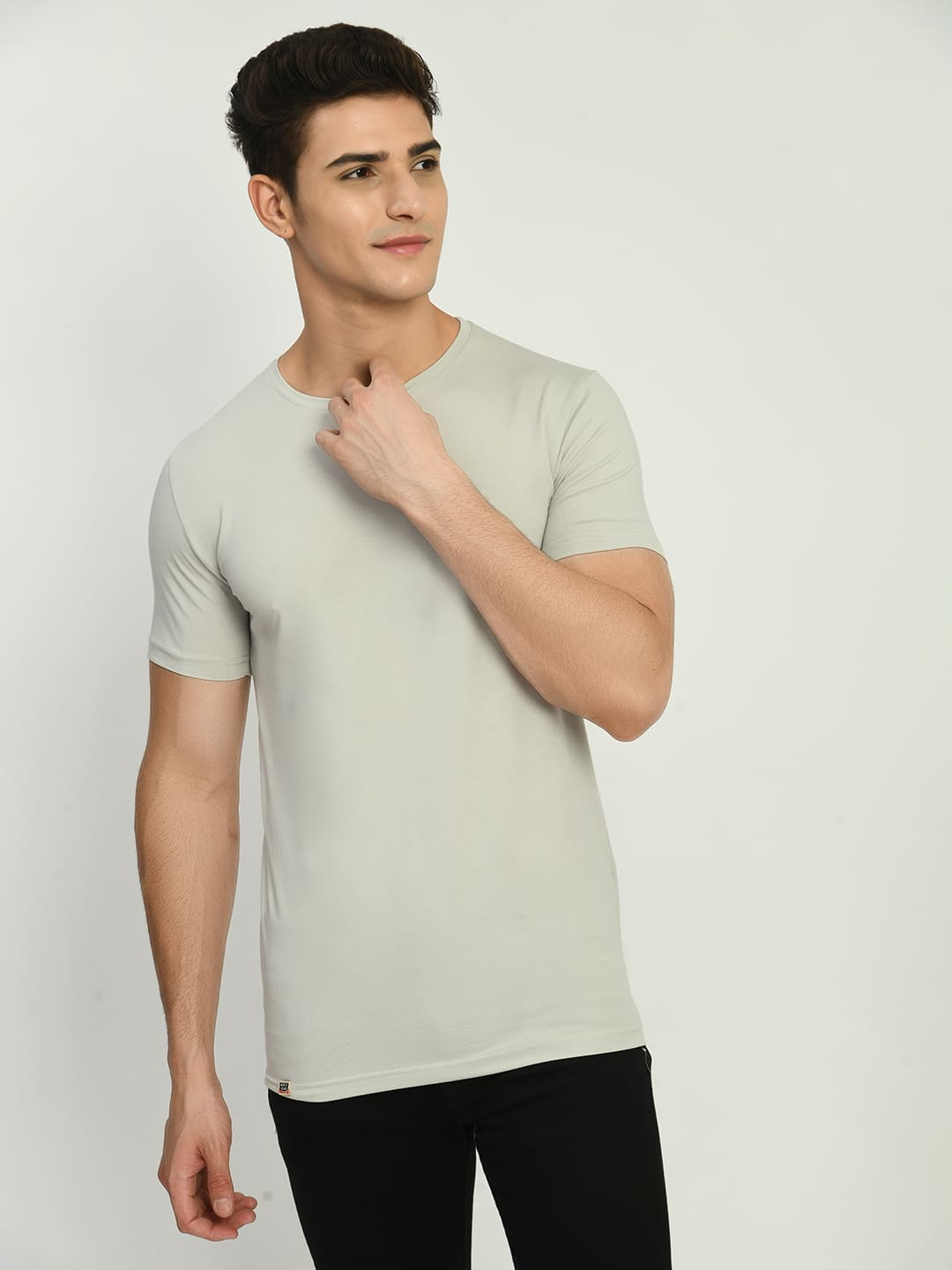 Men's Basic Gray Round Neck T-Shirt