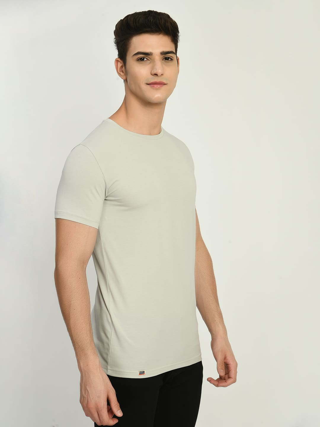Men's Basic Gray Round Neck T-Shirt