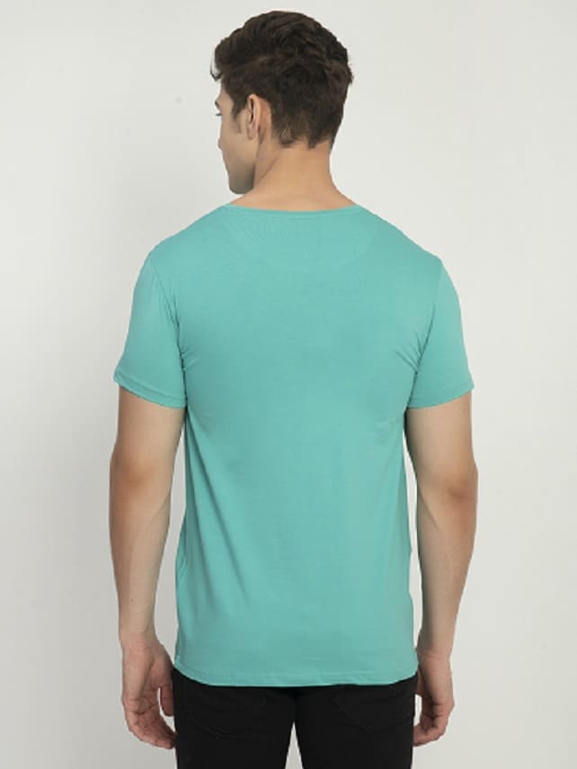 Firozy Blue Plain Round Neck T-Shirt - SQUIREHOOD