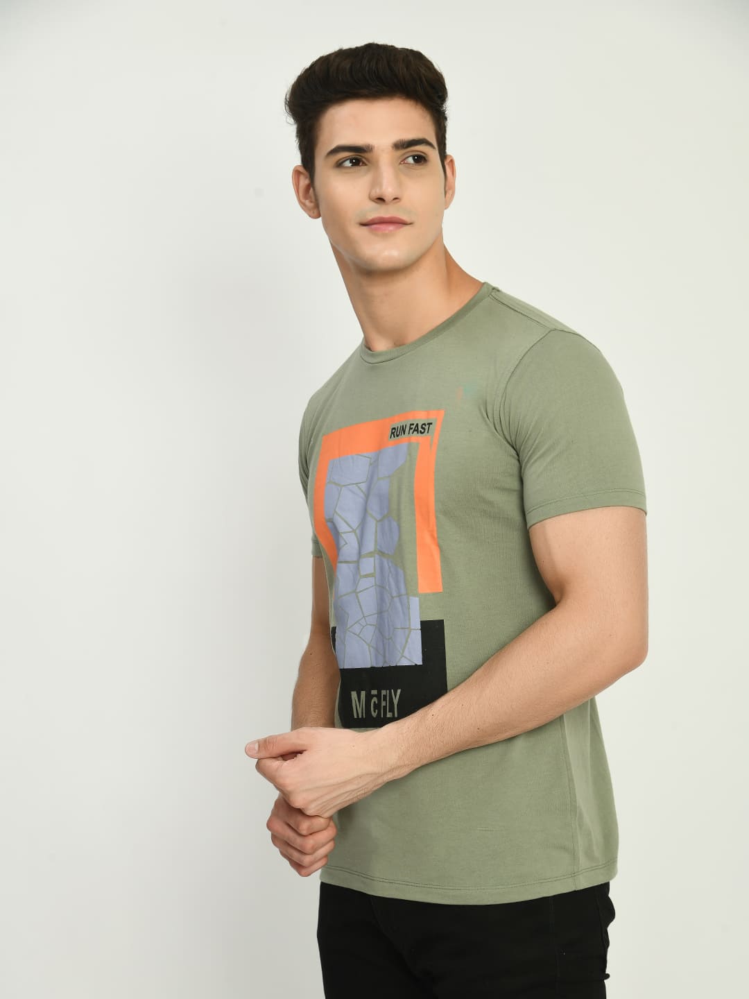 Men’s Printed Round Neck T-Shirt - M. Green - SQUIREHOOD