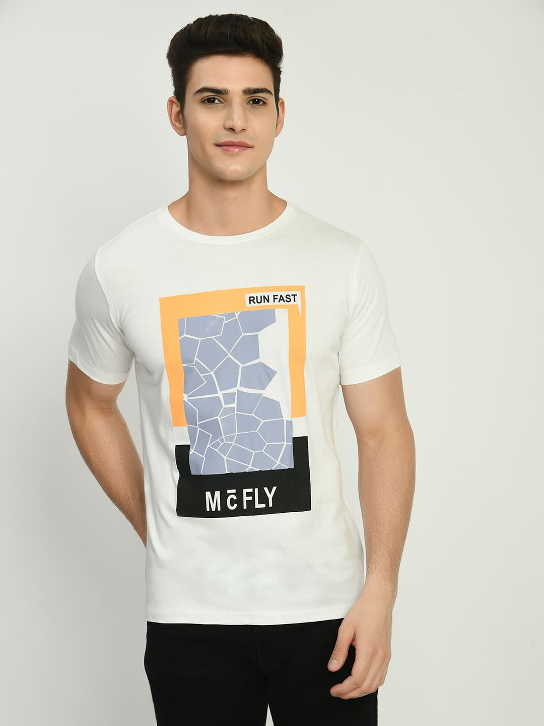 Men’s Printed Round Neck T-Shirt - White - SQUIREHOOD