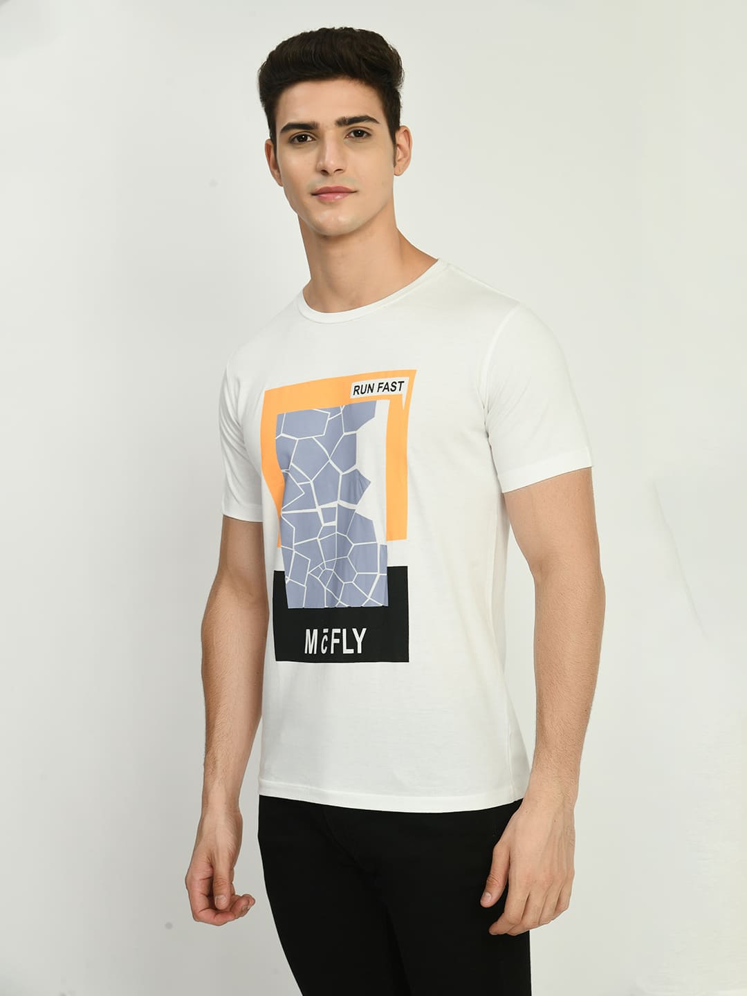 Men’s Printed Round Neck T-Shirt - White - SQUIREHOOD