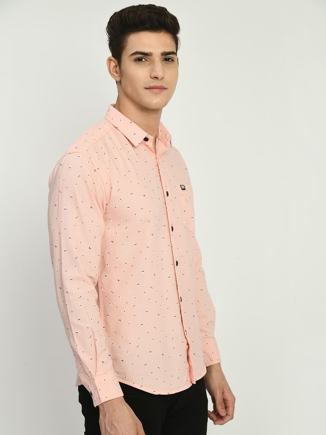 Men’s Printed Pink Full Sleeve Shirt - SQUIREHOOD
