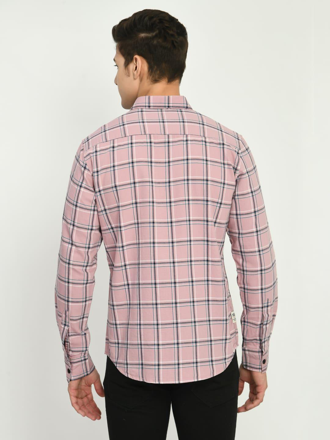 Men’s Checkered Spread Full Sleeve Shirt - D. Pink - SQUIREHOOD