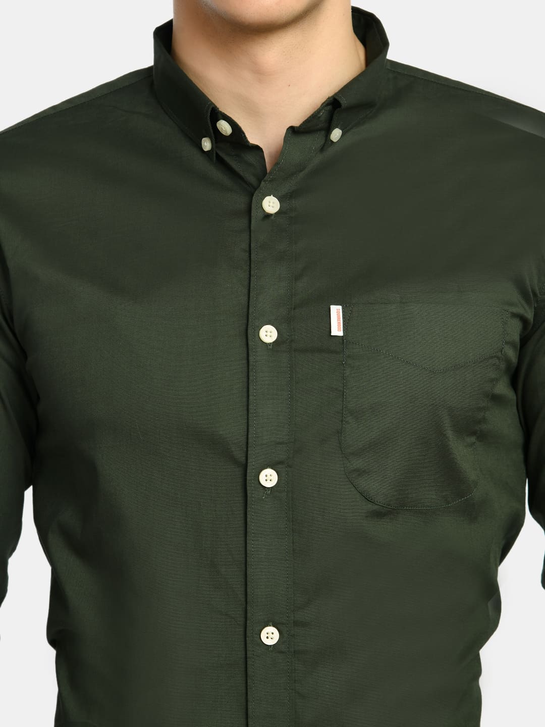 Men's Martini Olive Solid Cotton Regular Fit Shirt