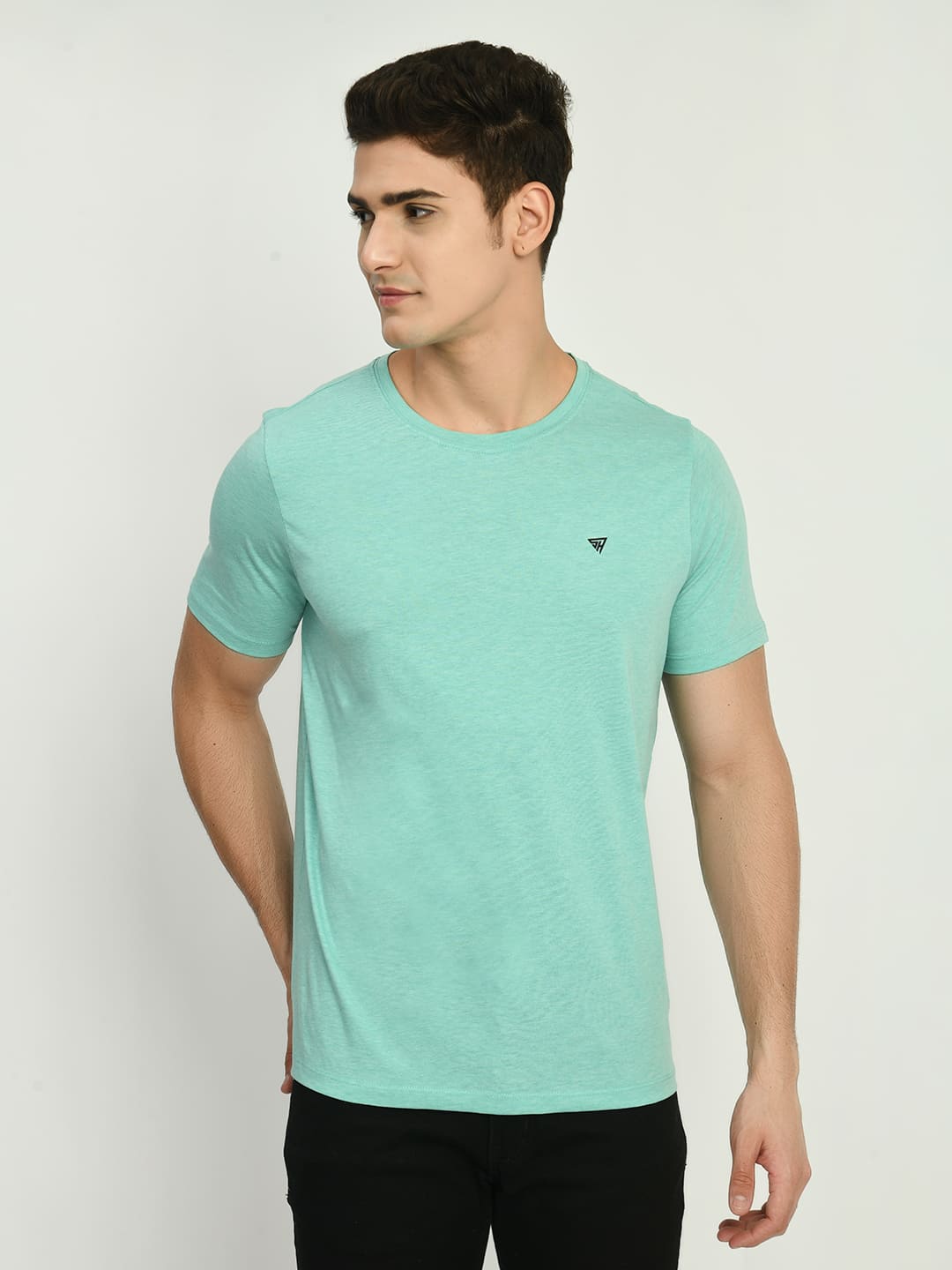 Basic Sea Green Knitted fabric T-Shirt