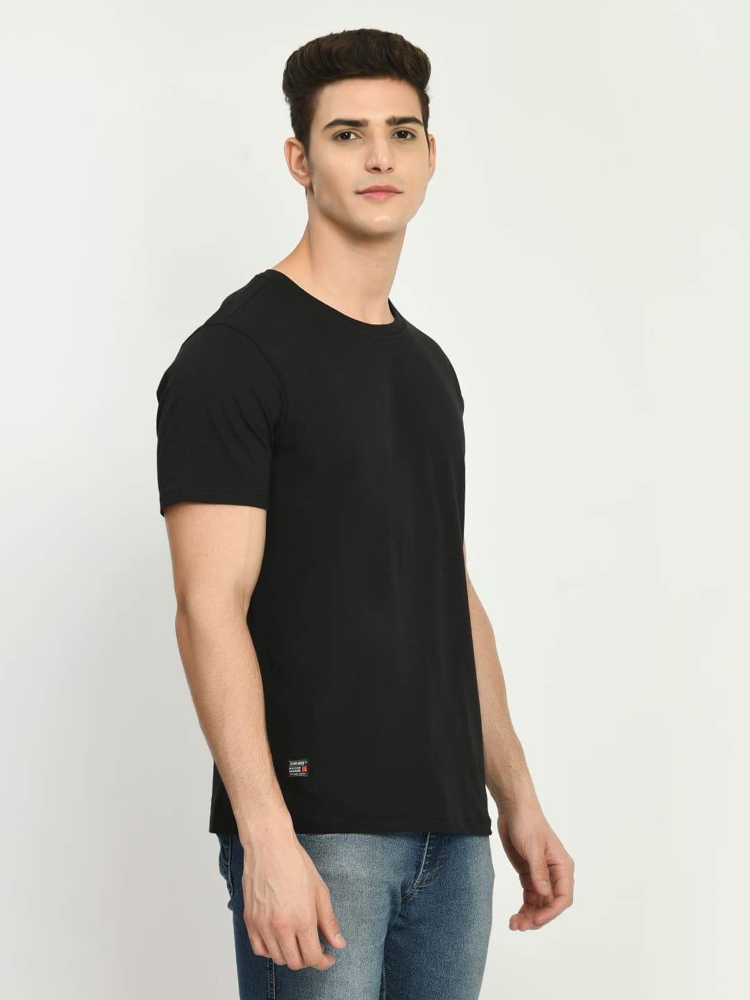 Men's Black Solid Crew Neck T-Shirt