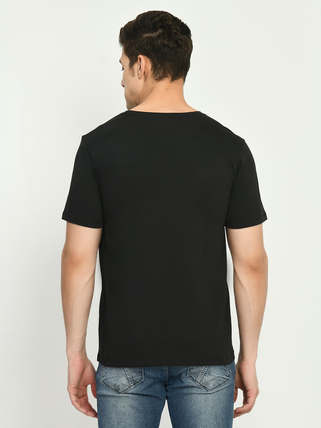 Men's Black Solid Crew Neck T-Shirt