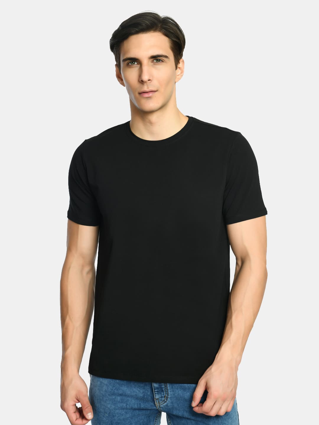 Men's Casual Ink Black Crew Neck T-Shirt