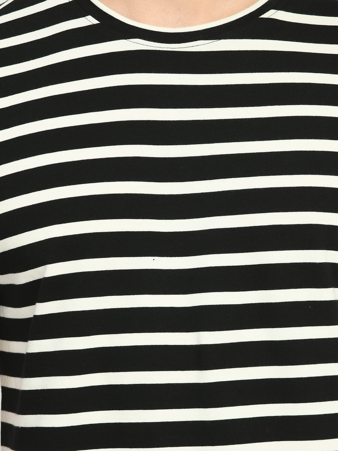 Men's Black White Striped Regular Fit T-Shirt