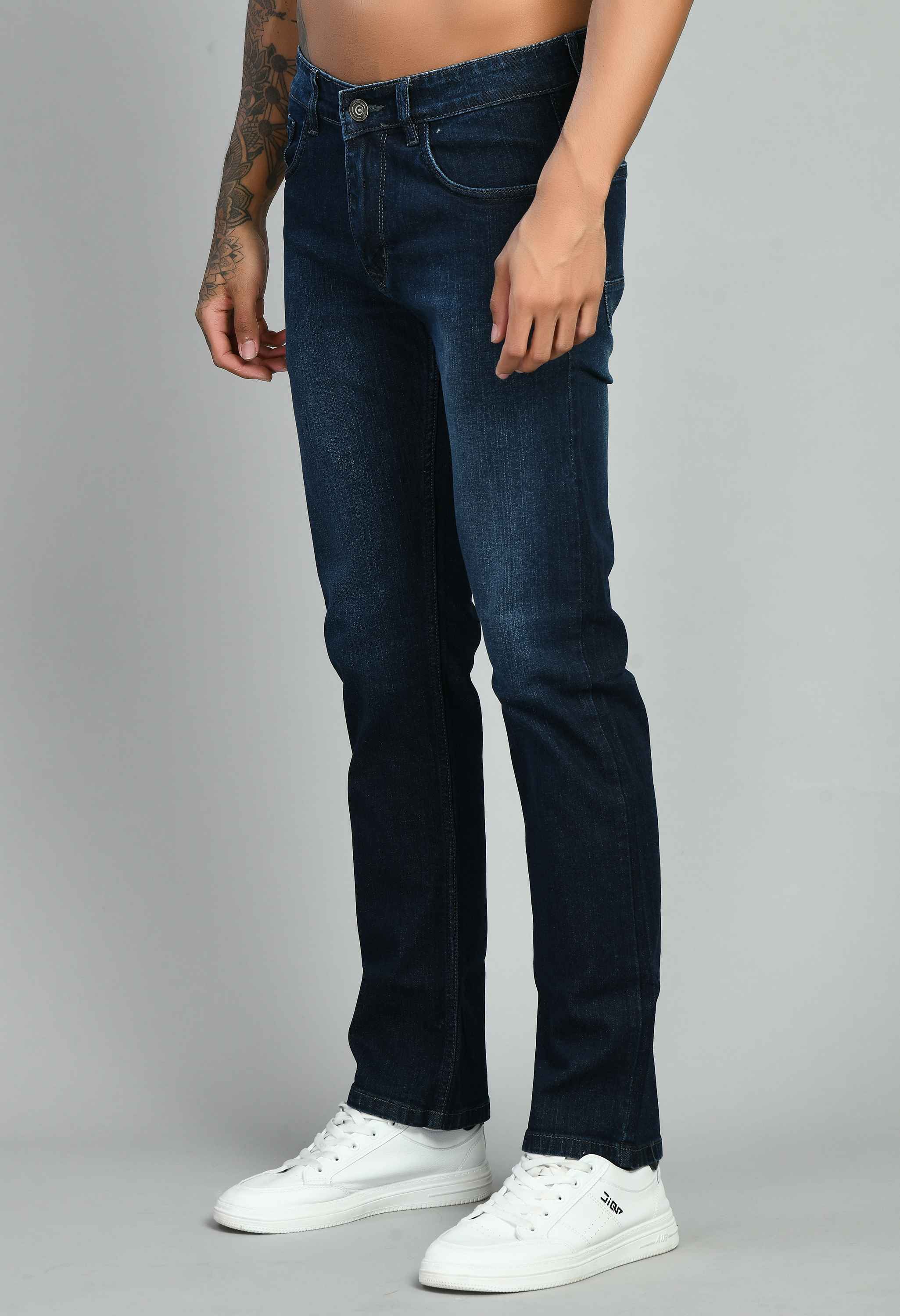 Dark Blue Lycra Straight Fit Jeans