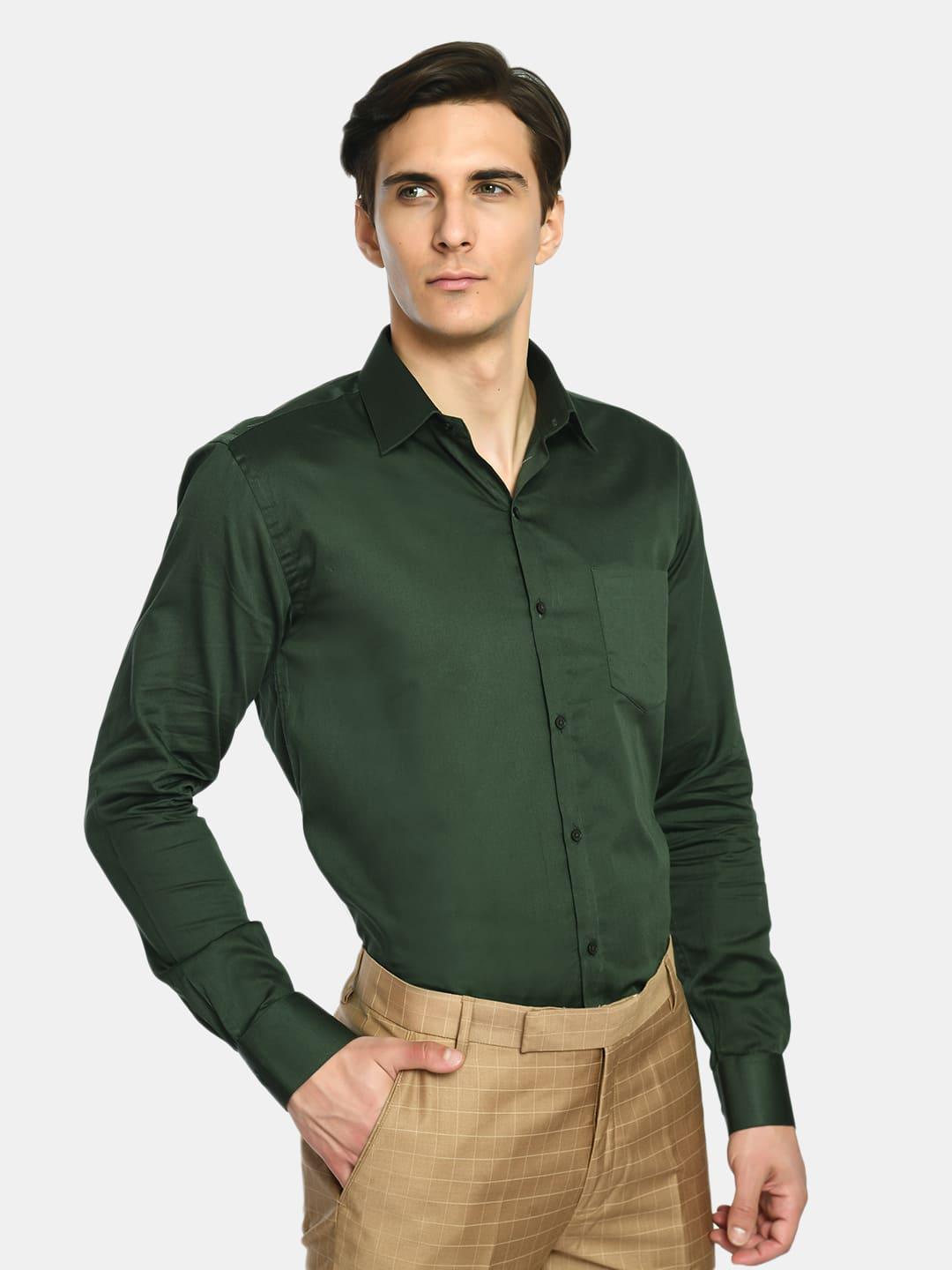 Men's B. Green Regular Fit Solid Giza Cotton Formal Shirt