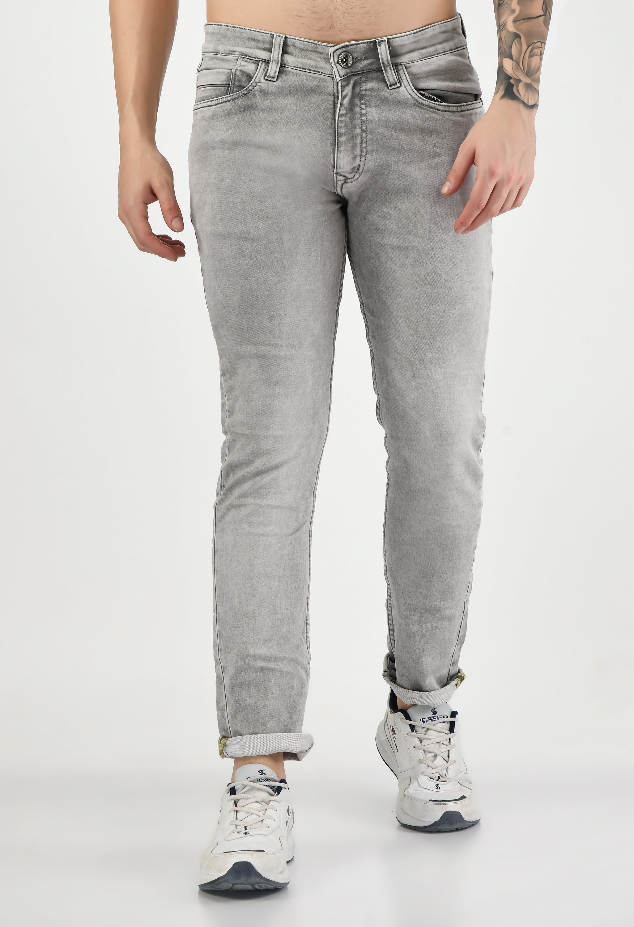 Light Grey Denim Slim Fit Jeans for Men