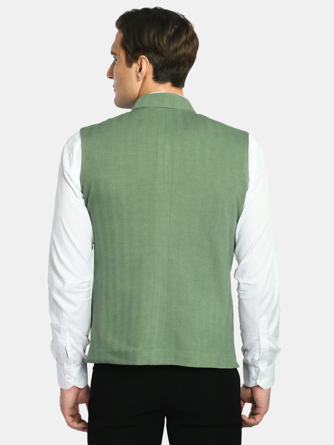 Lime Green Knitted Solid Nehru Jacket
