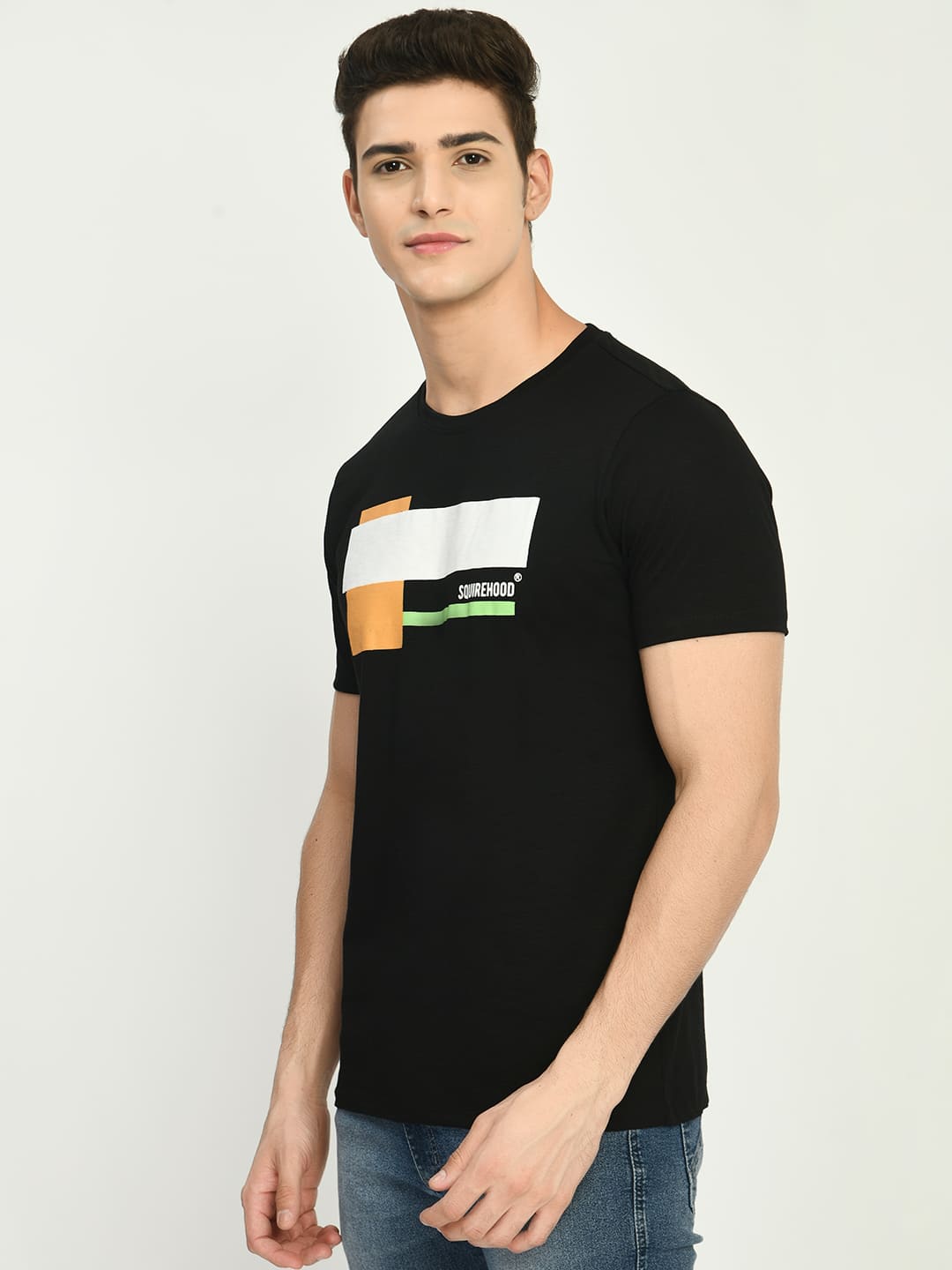 Men's Black Printed Knit T-Shirt