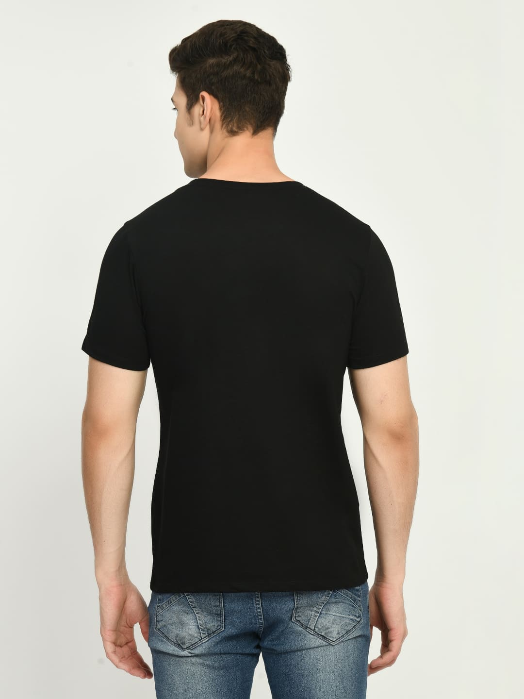 Men's Black Printed Knit T-Shirt