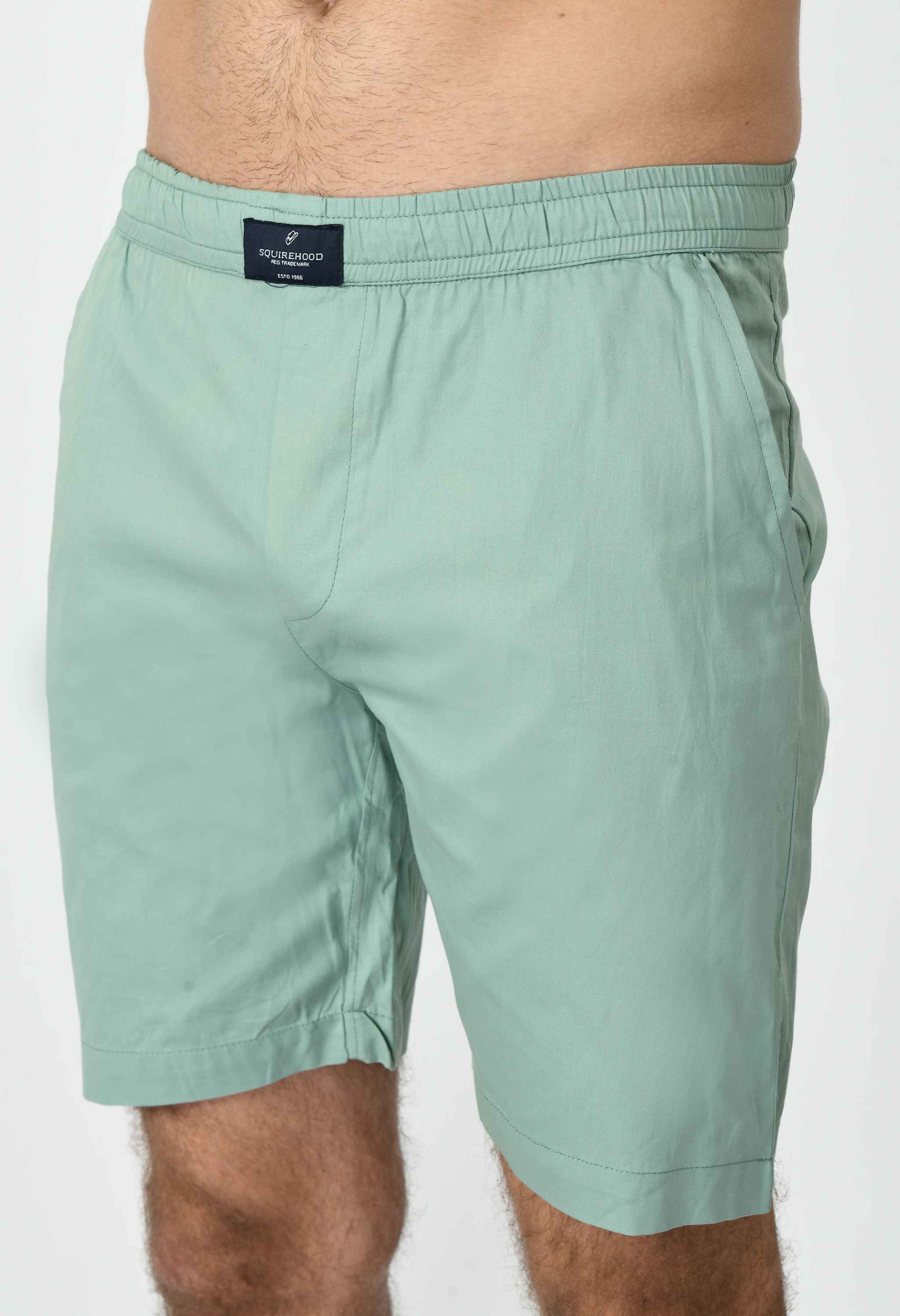 Men's Cotton Twill Solid Boxer with Side Pocket - Mint Green