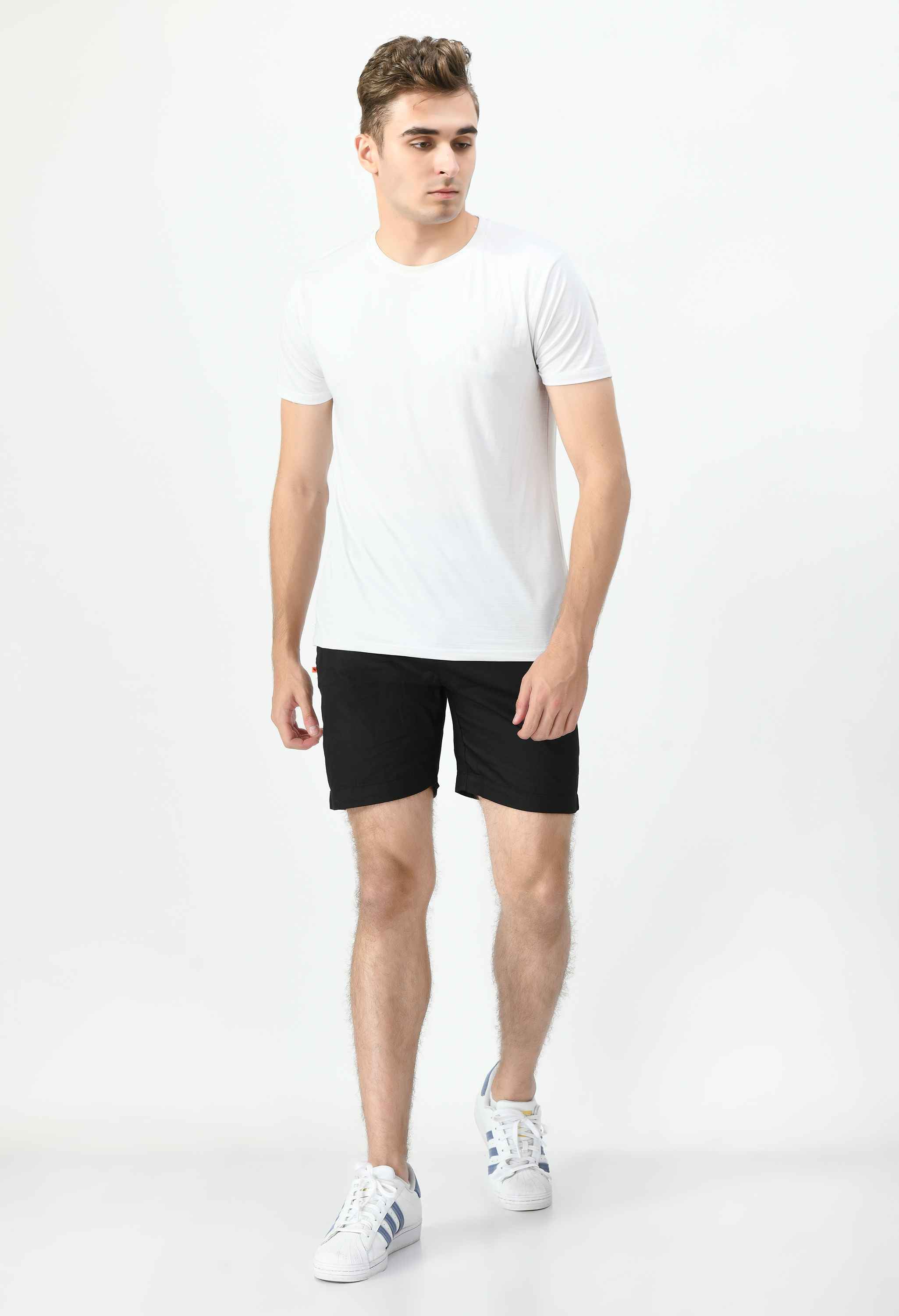 Men's Cotton Twill Solid Boxer with Side Pocket - Black