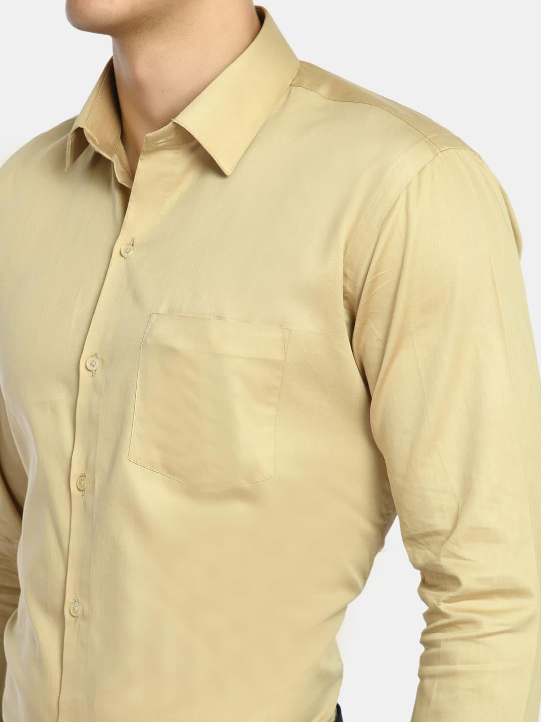 Men's Fawn Spread Collar Solid Formal Shirt