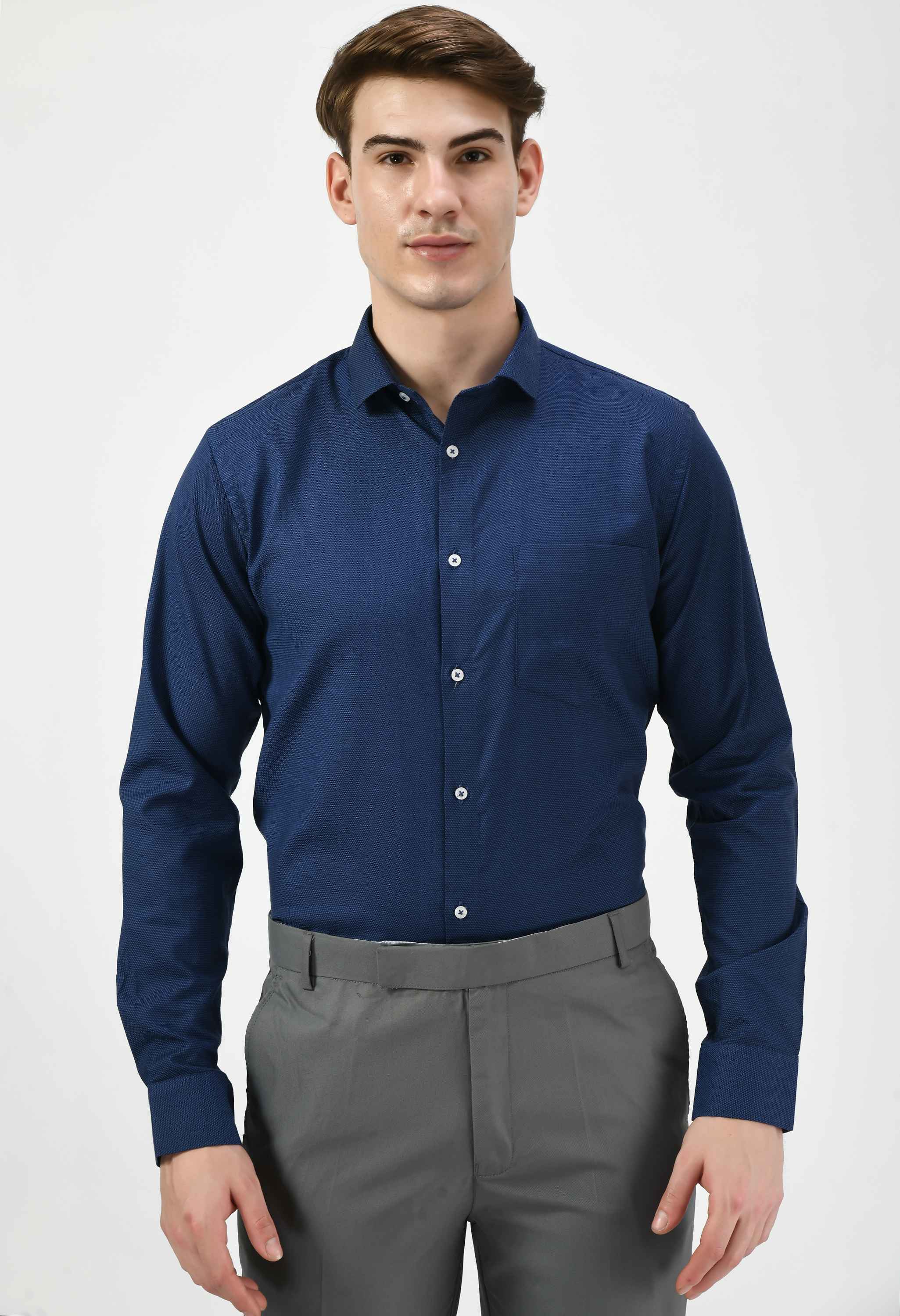 Men's Textured Cotton Full Sleeve Formal ShirtMen's Textured Cotton Full Sleeve Formal Shirt