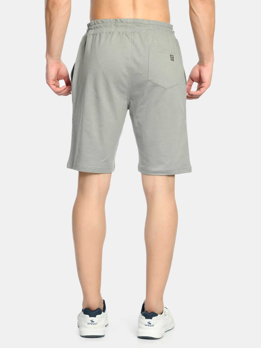 Men's Grey Mid Rise Knit Shorts
