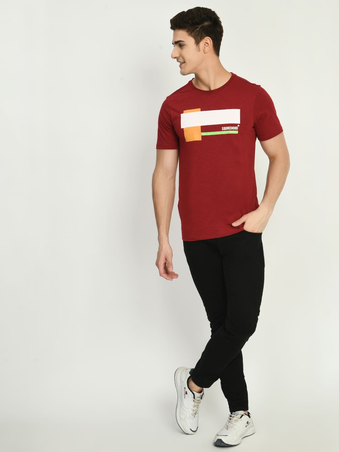 Men's Maroon Graphic Printed T-Shirt