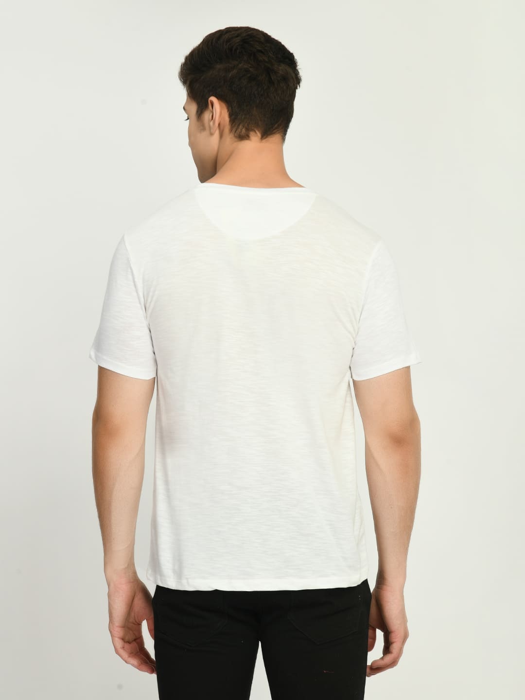 Men's Off White Printed Half Sleeves T-Shirt