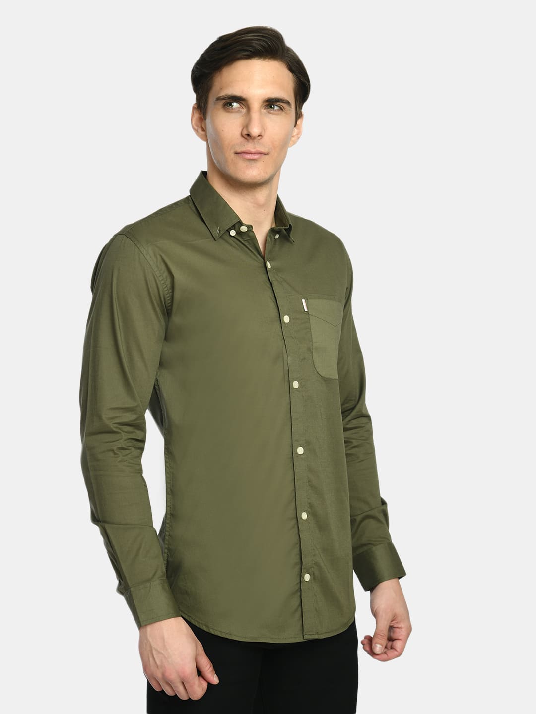 Men's Olive Solid Shirt