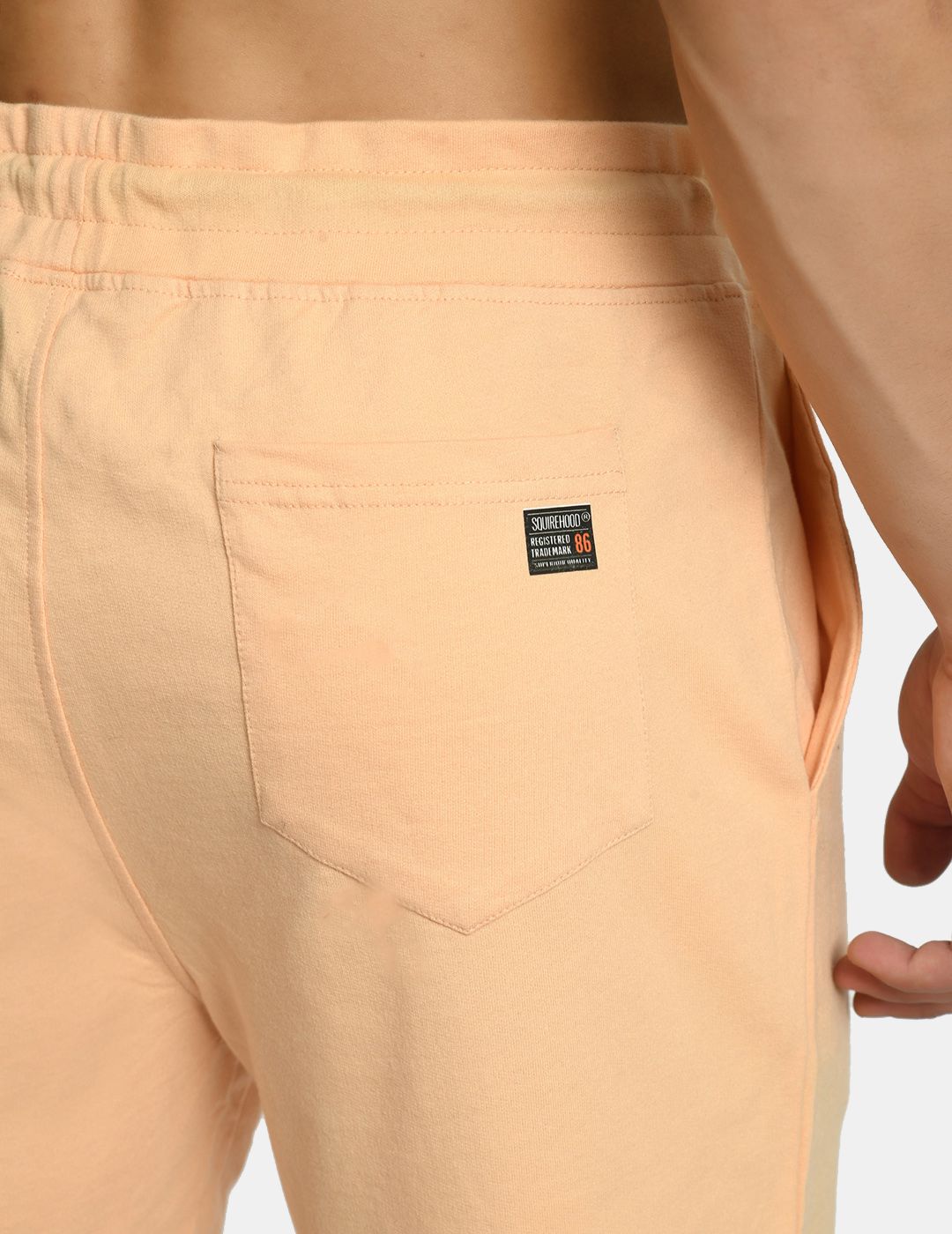 Men's Light Orange Mid Rise Knit Shorts