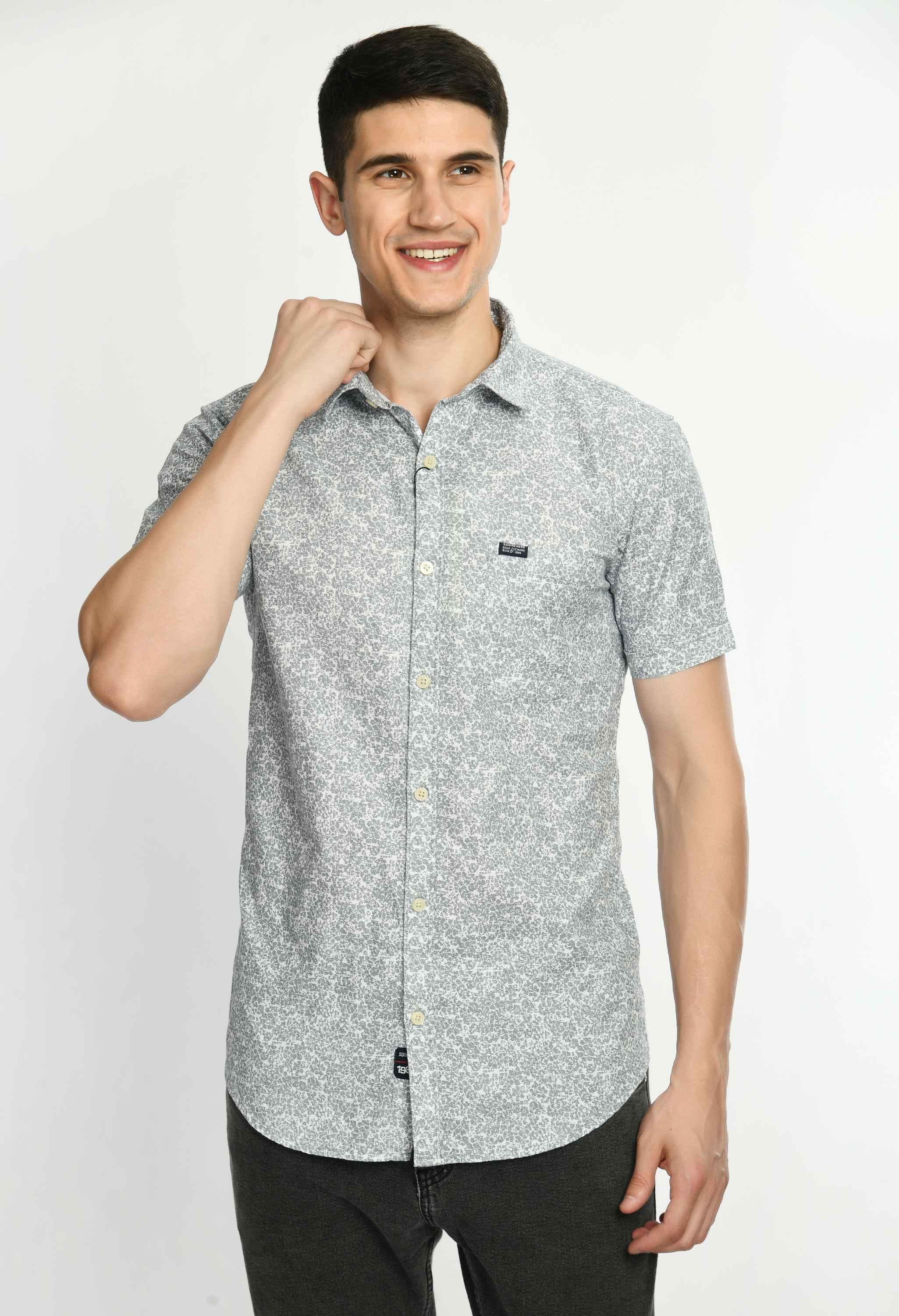Men's Printed Cotton Half Sleeve Shirt
