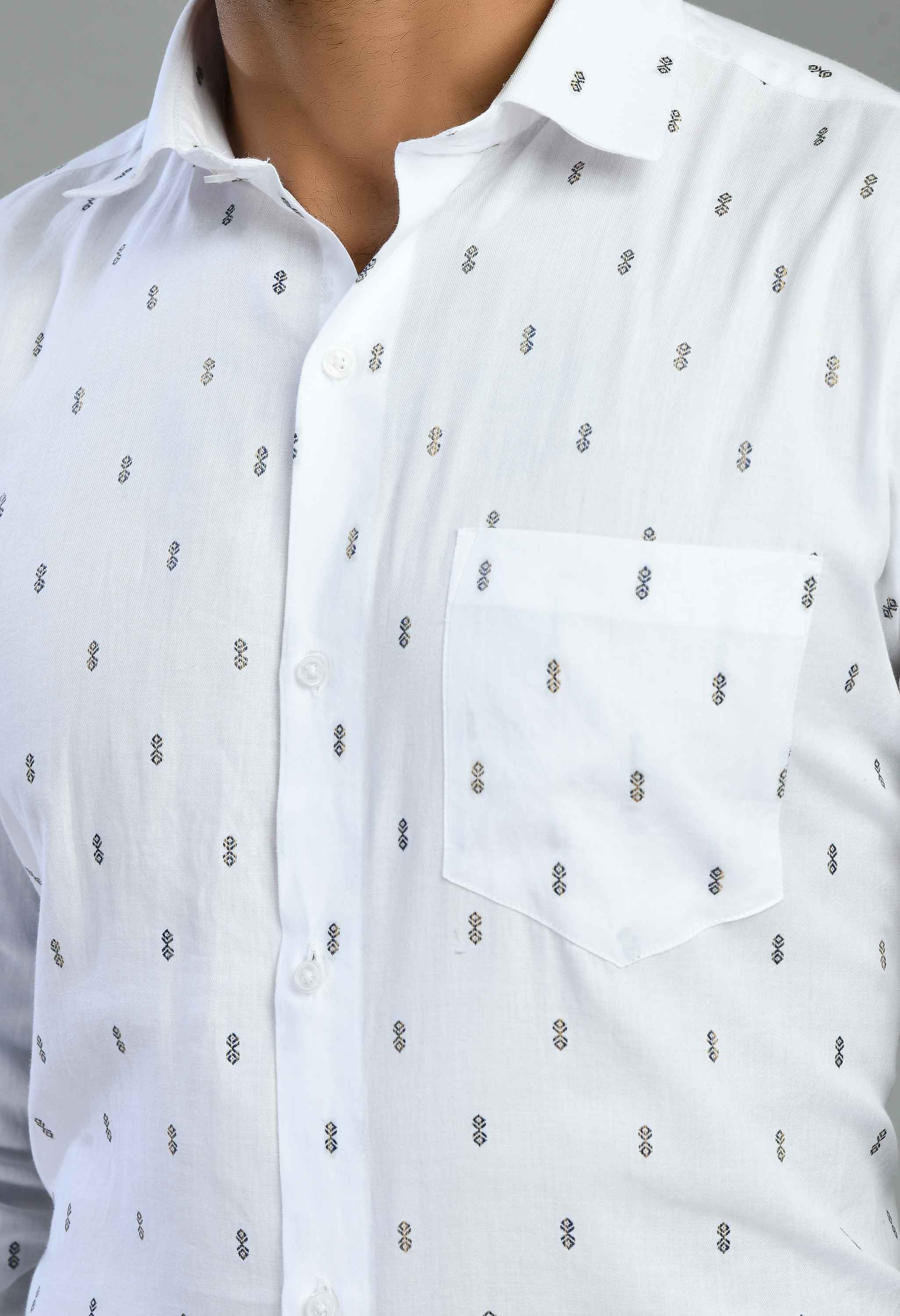 Men's Printed Cotton Slim Fit Formal Shirt