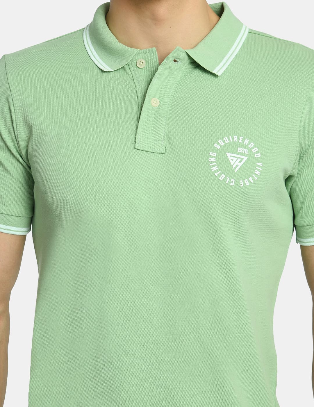 Men's Solid Aqua Green Polo T-Shirt