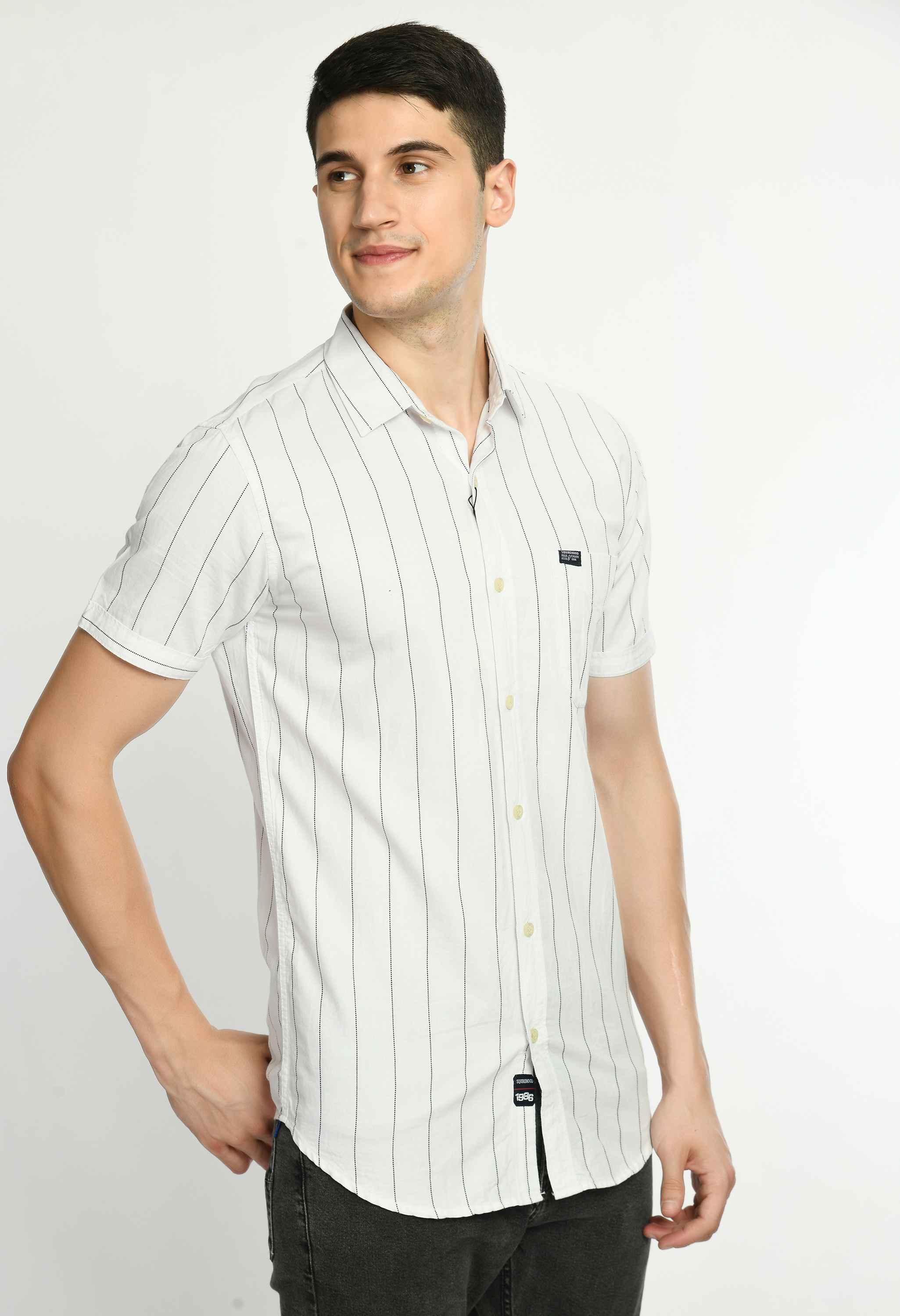 Men's Striped Cotton Short Sleeve shirt