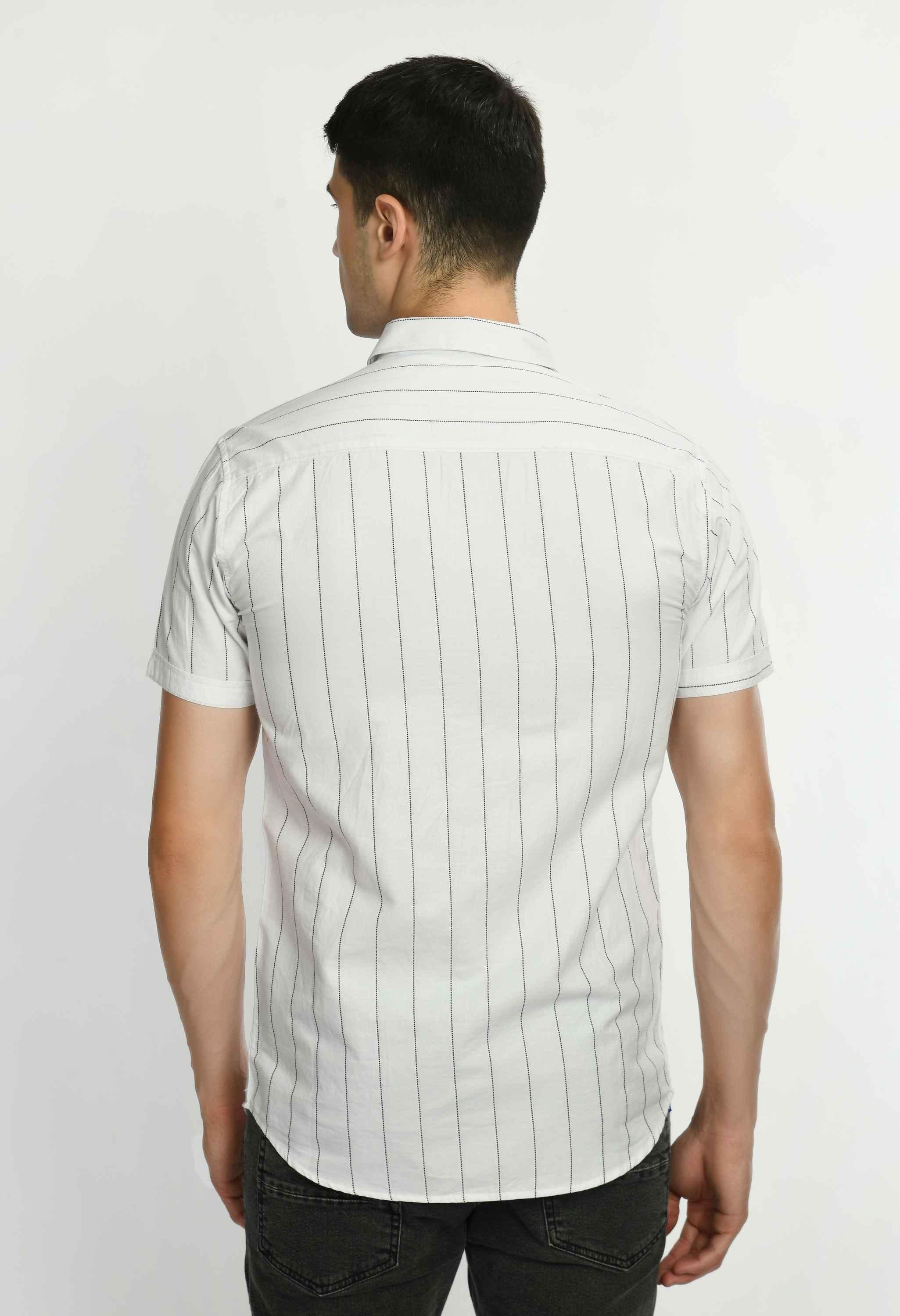 Men's Striped Cotton Short Sleeve shirt