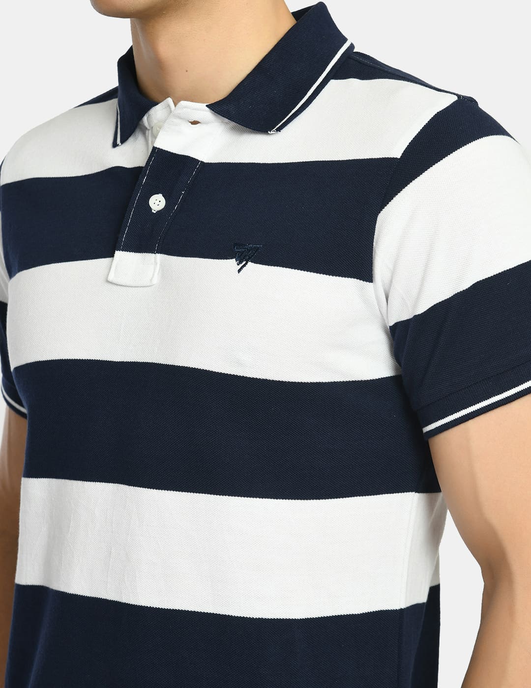 Men's Striped Nevy White Polo T-Shirt