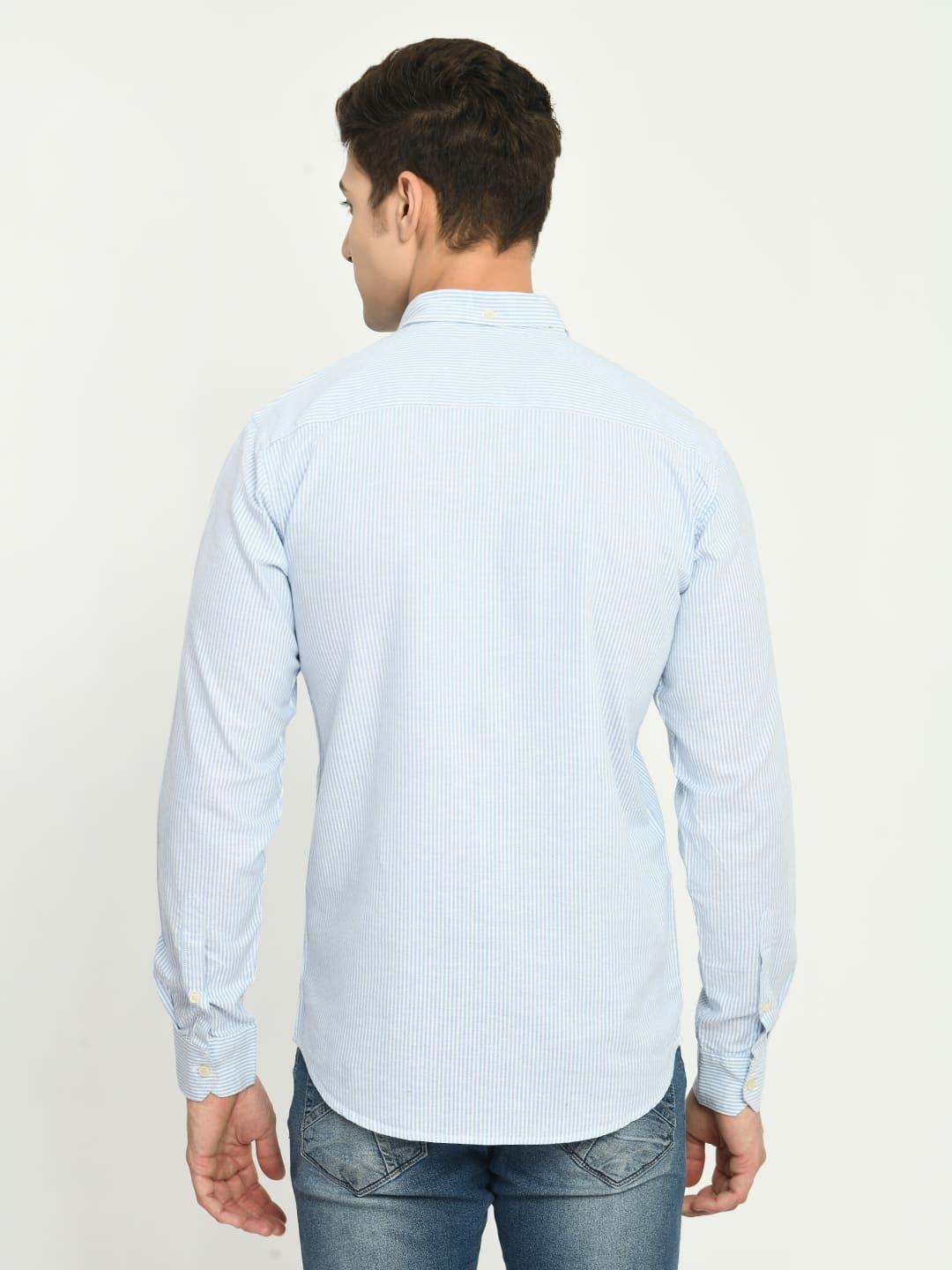Men's Stripes Oxford Full Sleeve Spread Collar Shirt