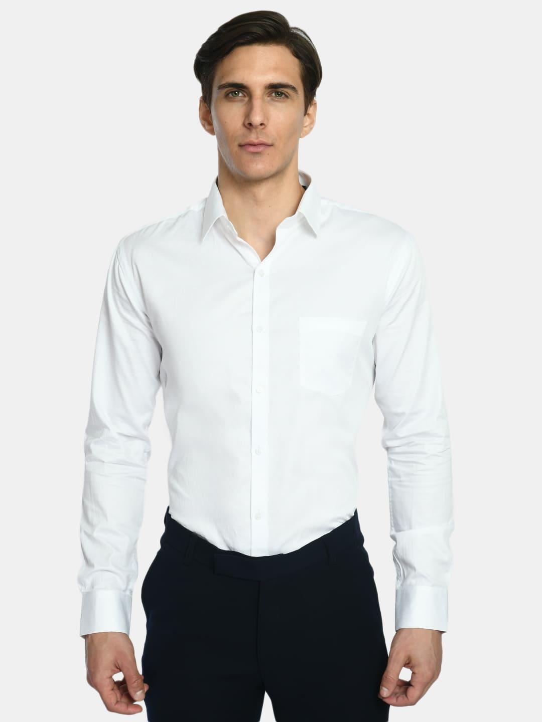 Men's White Regular Fit Solid Formal Shirt
